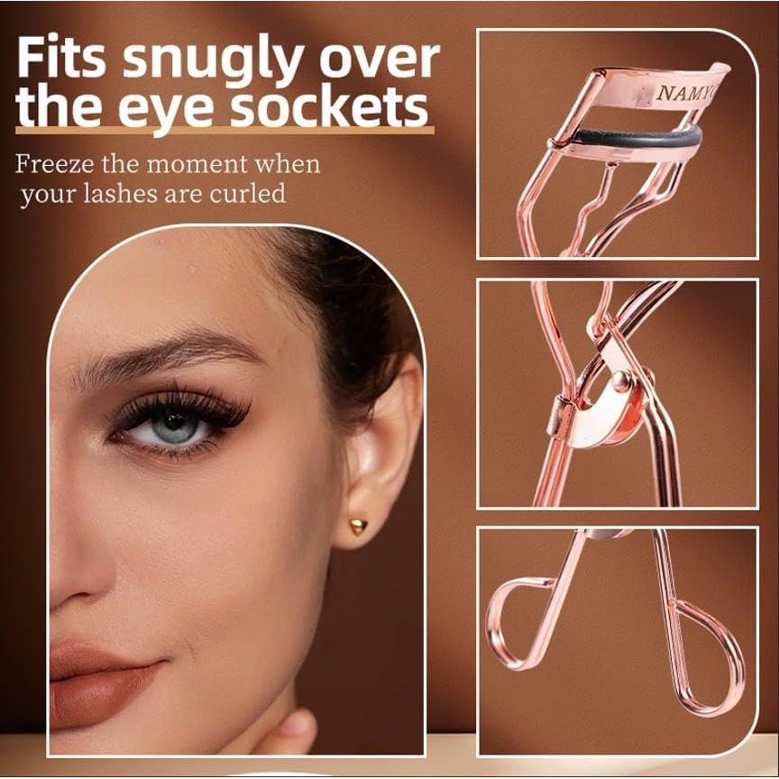 Rizador de Pestañas Namyo Oro Rosa con 10 Recambios y Bolsa