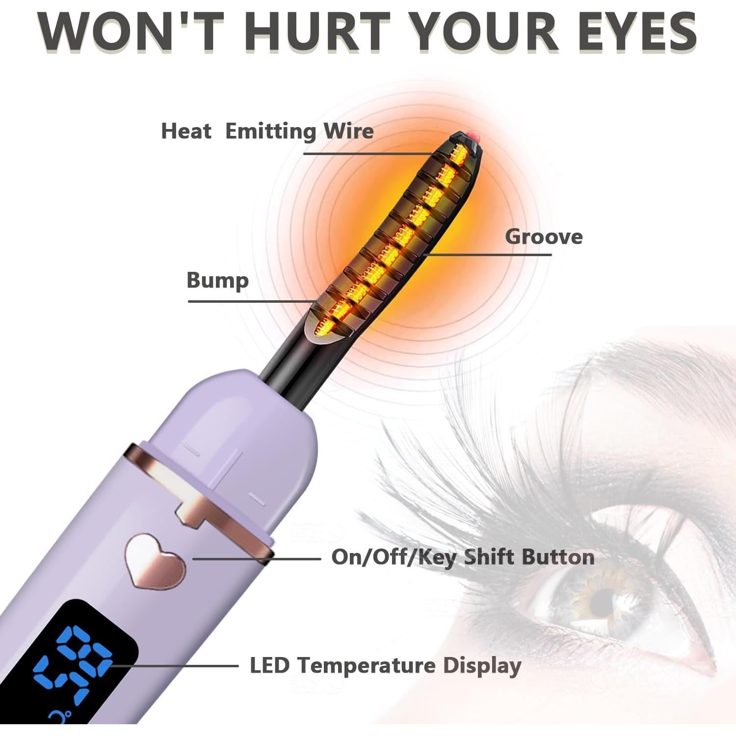 Rizador de Pestañas Calentado URSOBTF Recargable Tipo C