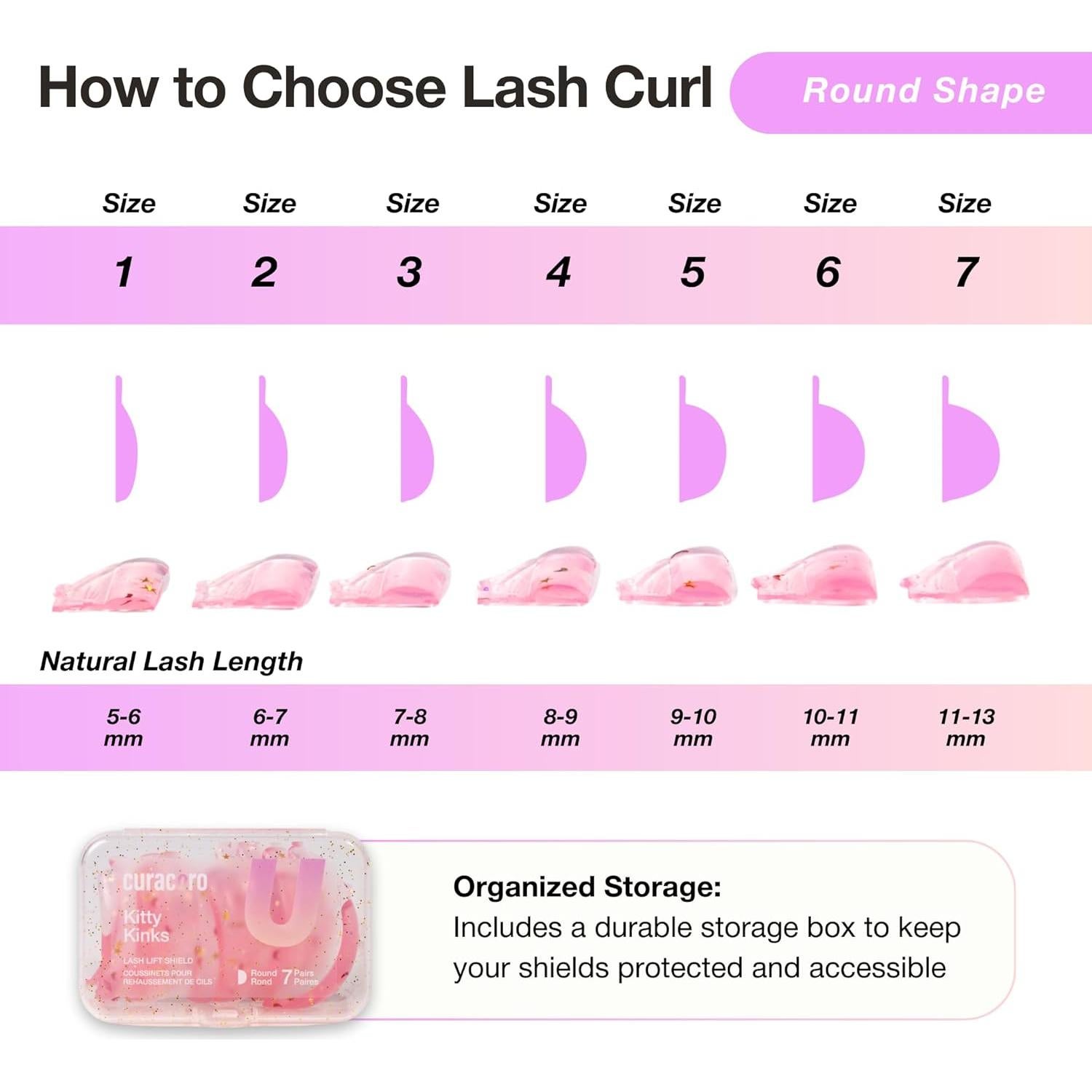 Elevadores de Pestañas Curacoro 14 Piezas Silicona Reutilizables