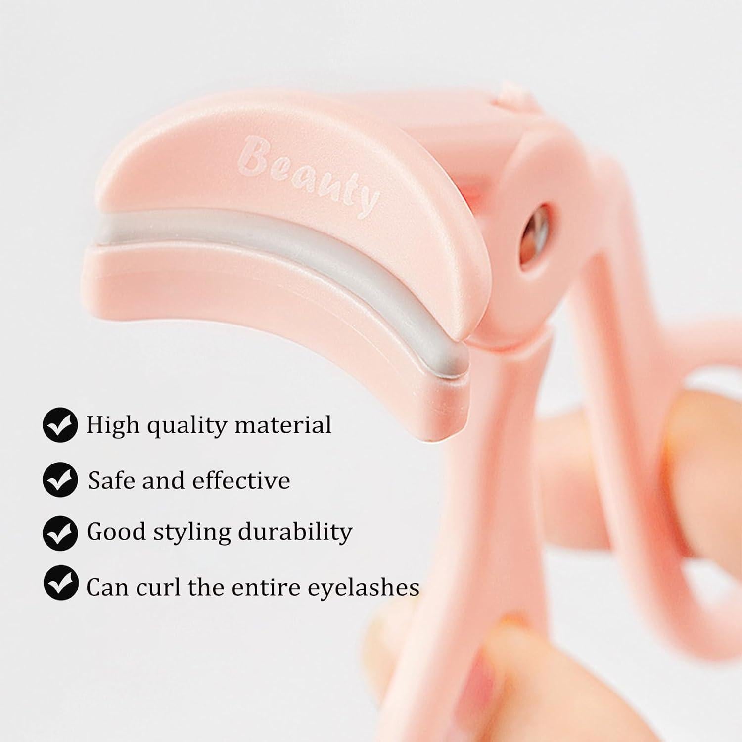 Rizador de Pestañas JIAXIN Rosa con 3 Almohadillas de Silicona