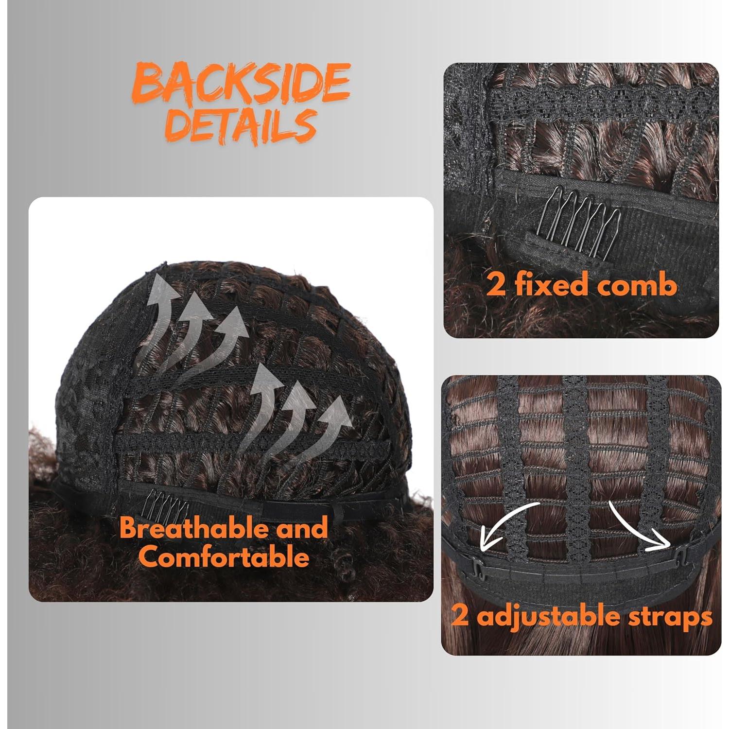 Peluca Afro Estilo Disco Bromobiz para Hombres - Negro