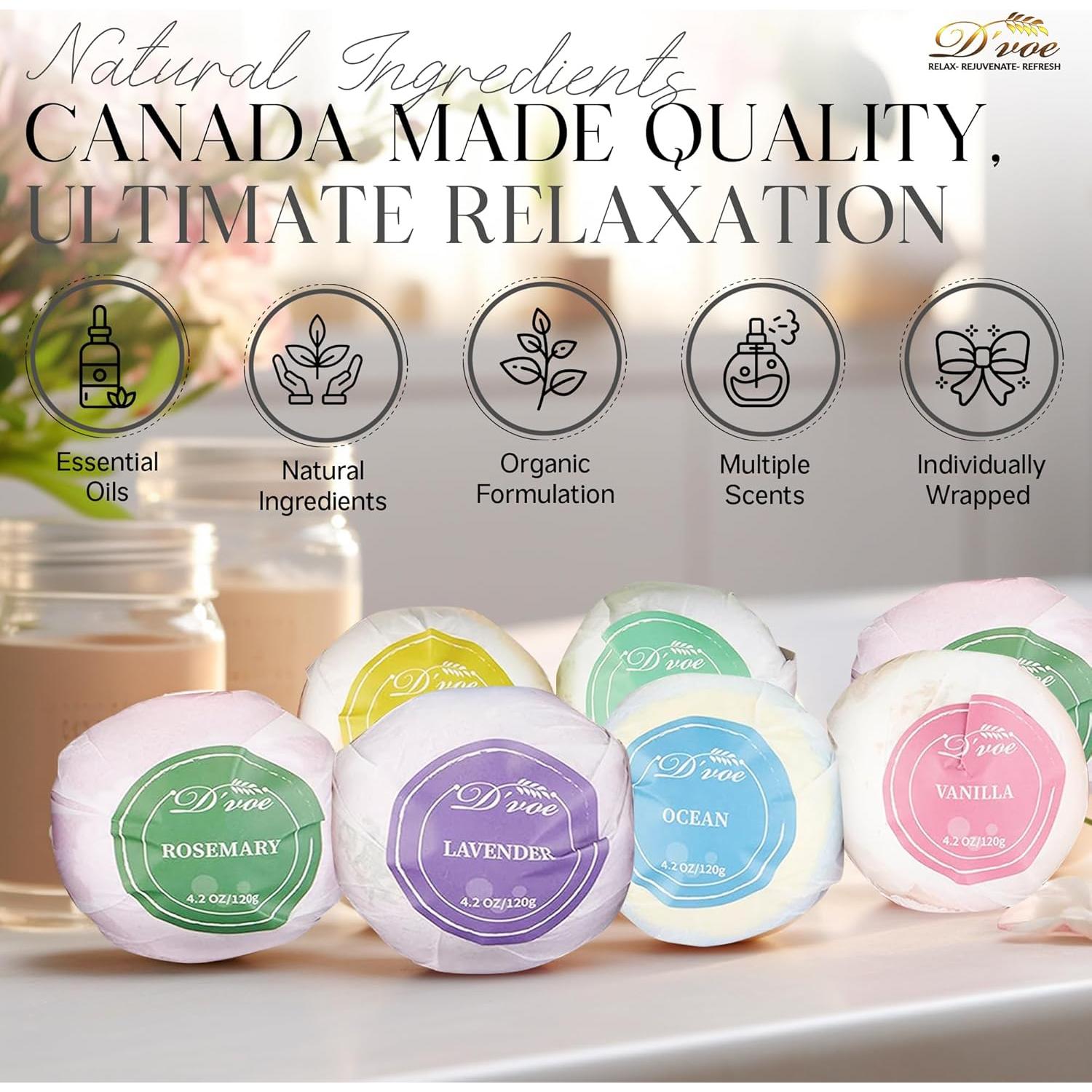 Juego de Bombas de Baño D'Voe 12 Pcs 99g Naturales Aromas