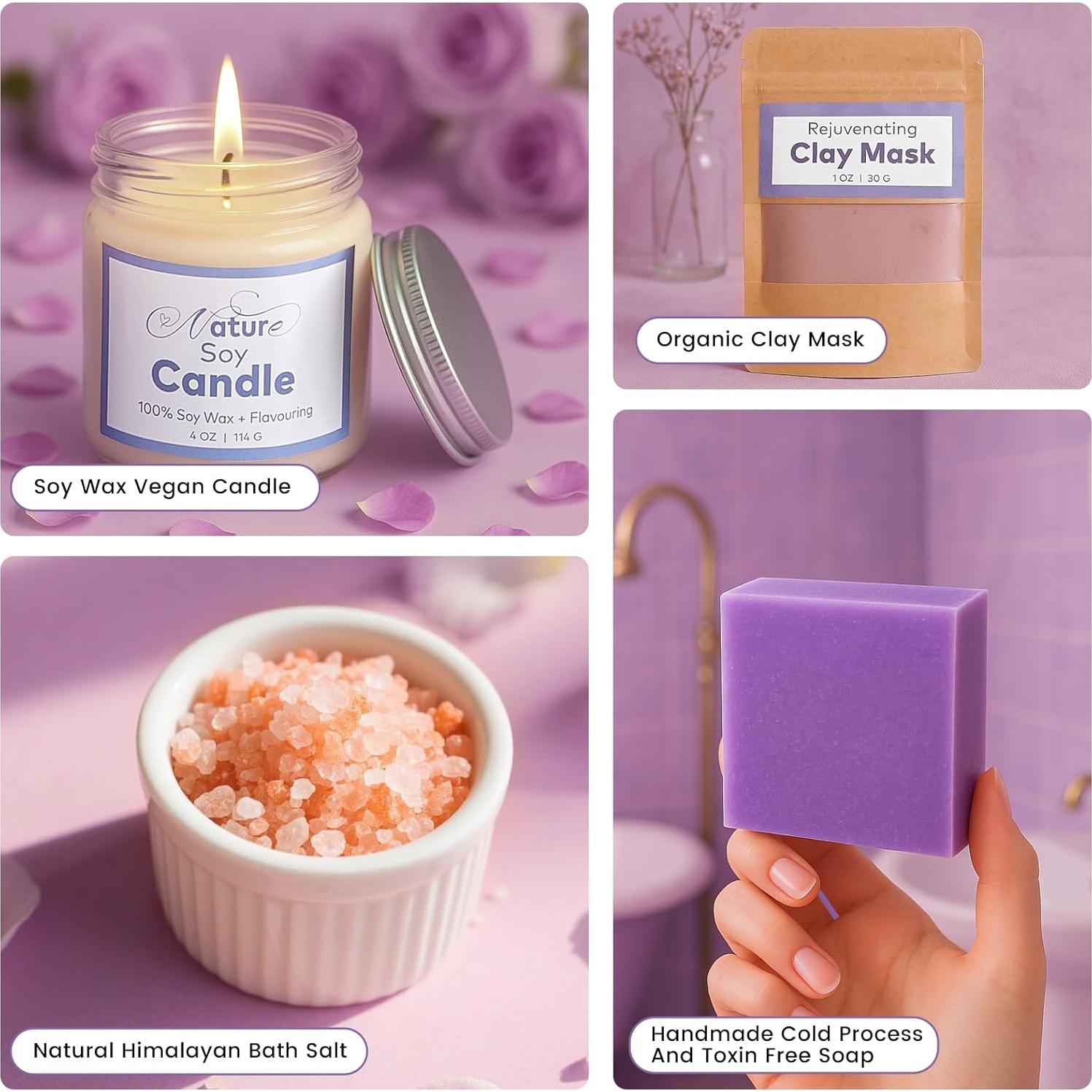 Kit de Spa Hecho a Mano Ufeekare 7 Piezas Aroma Lavanda