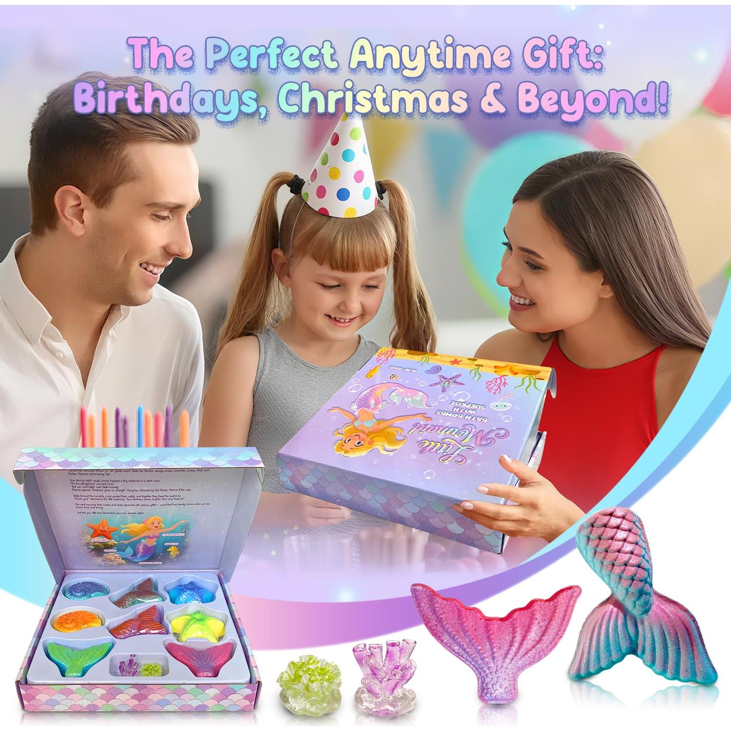 Set de Bombas de Baño Sirena Jumbo 8PK - Regalo para Niñas