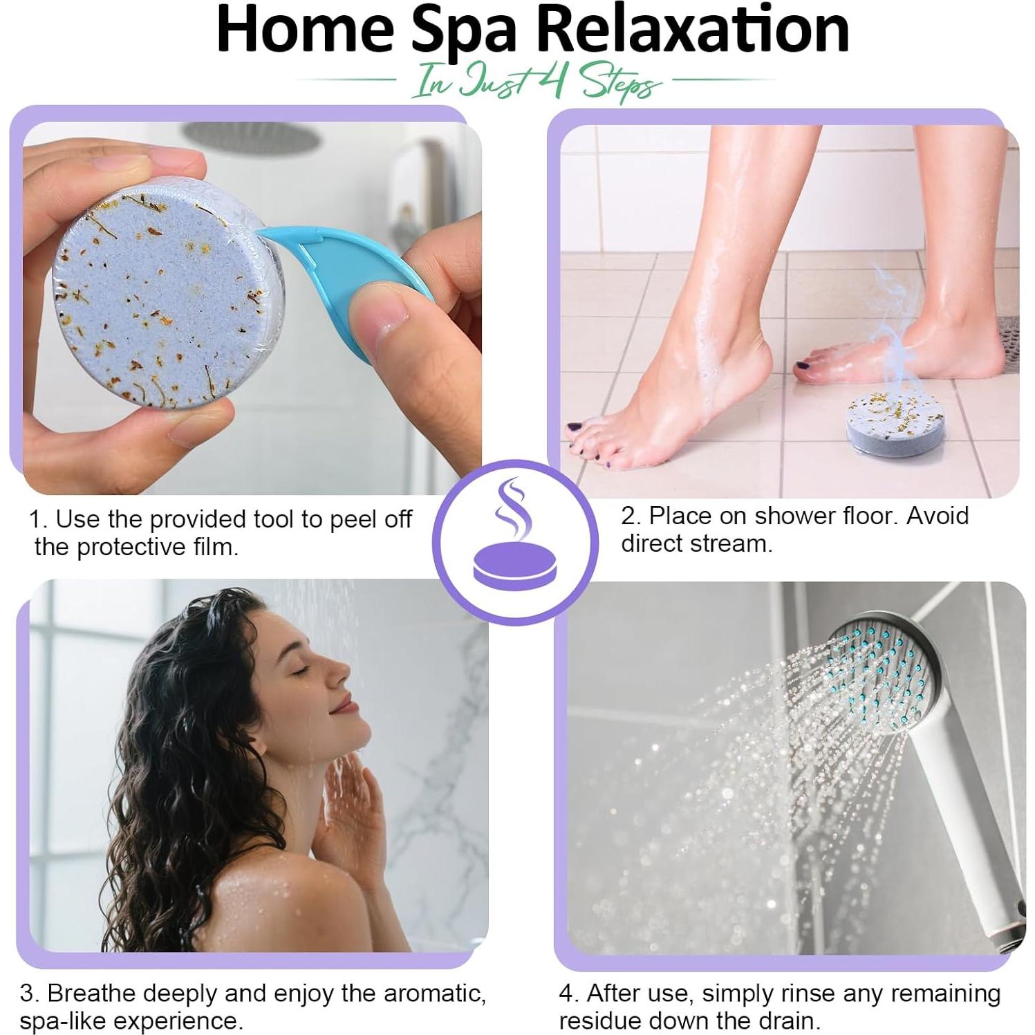 Bombas de Vapor de Ducha RUSEMLE - 8 Aromas Relajantes