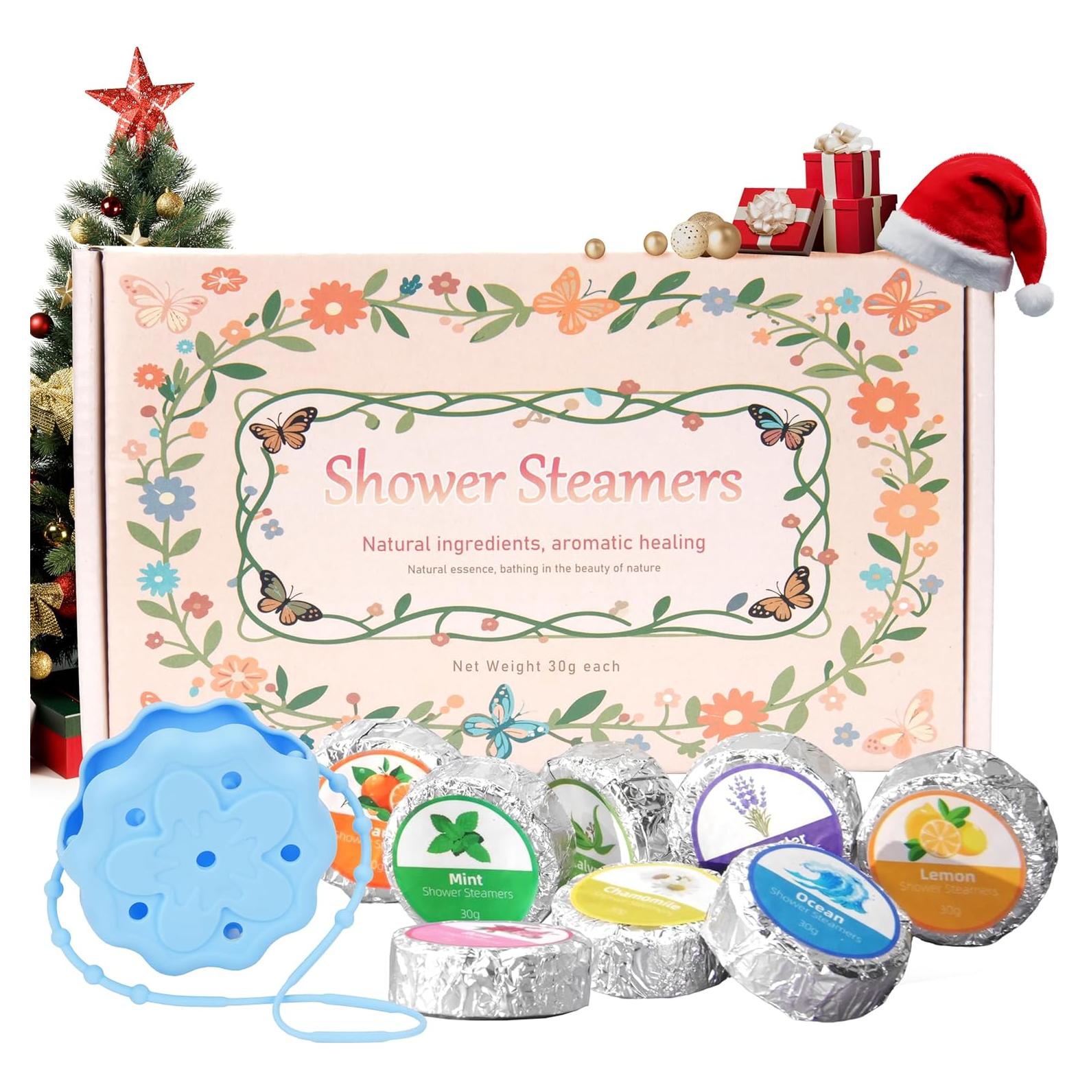 8 Vapores de Ducha LUVCOSY con Soporte de Silicona Azul