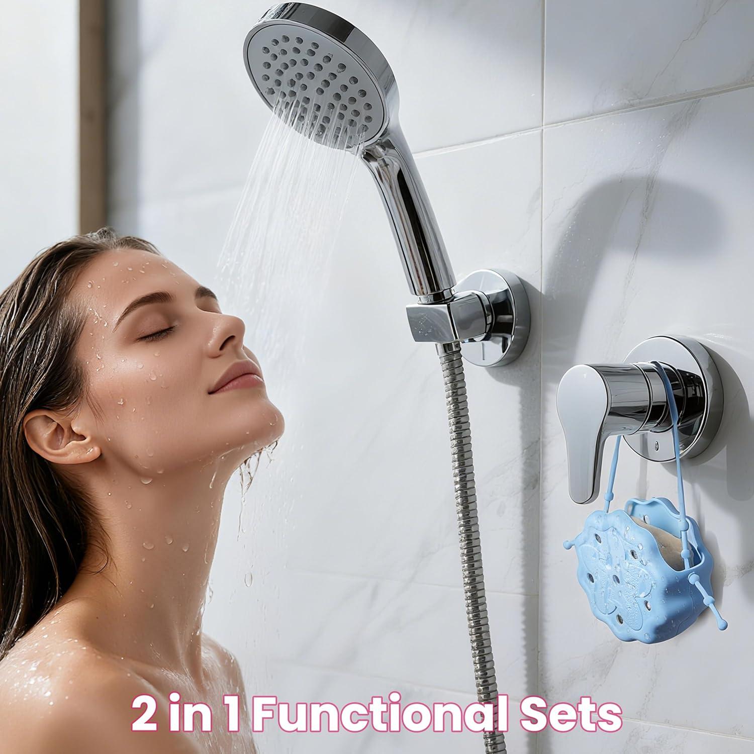 8 Vapores de Ducha LUVCOSY con Soporte de Silicona Azul