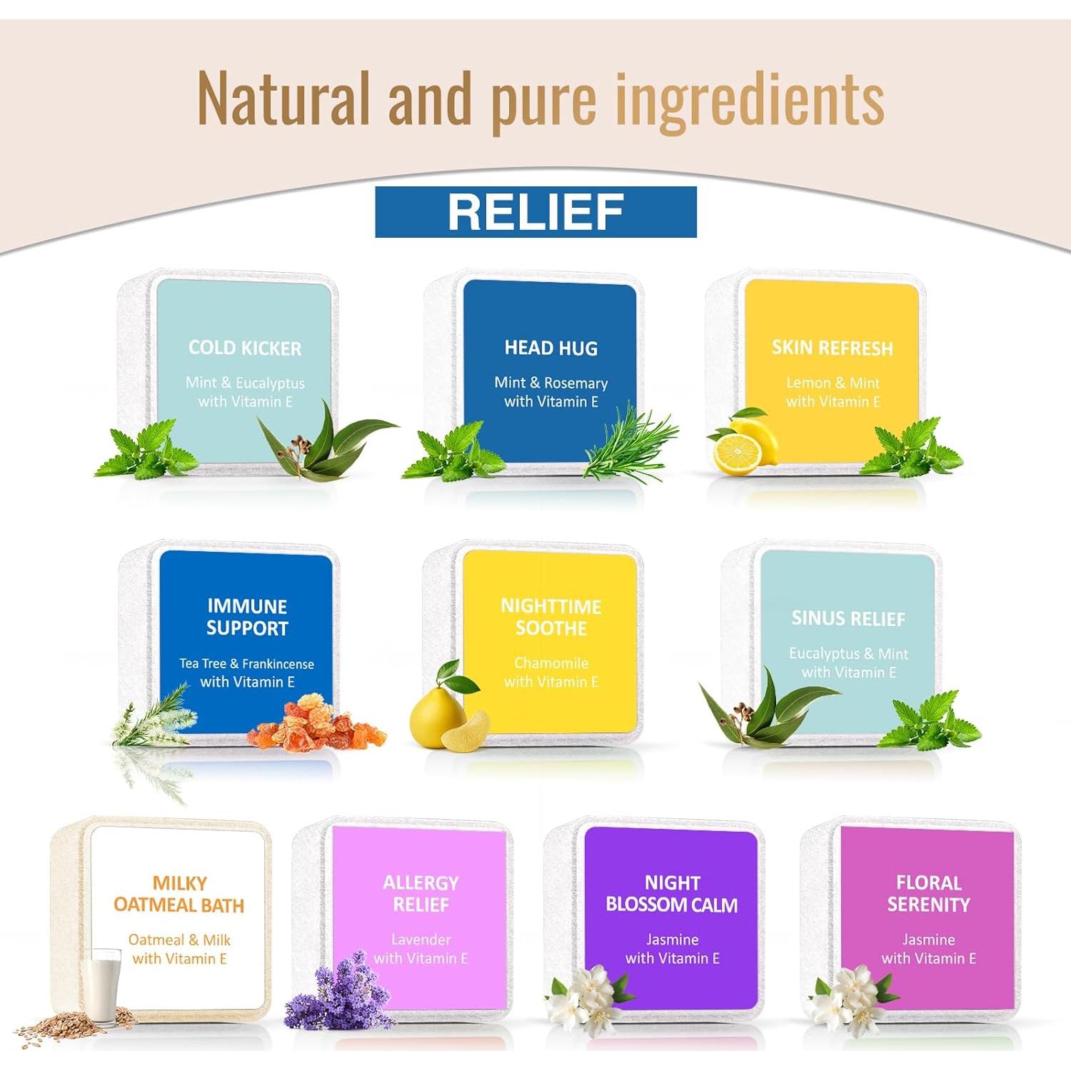 Bombas de Ducha Aromaterapia 10 Piezas WM Western Miracle - Relajación y Alivio del Estrés