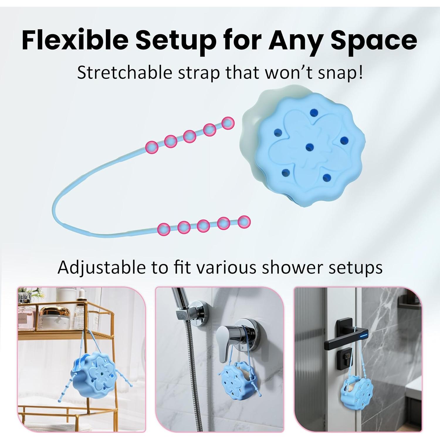 Soporte de Vapor de Ducha LUVCOSY Silicona Azul Redondo