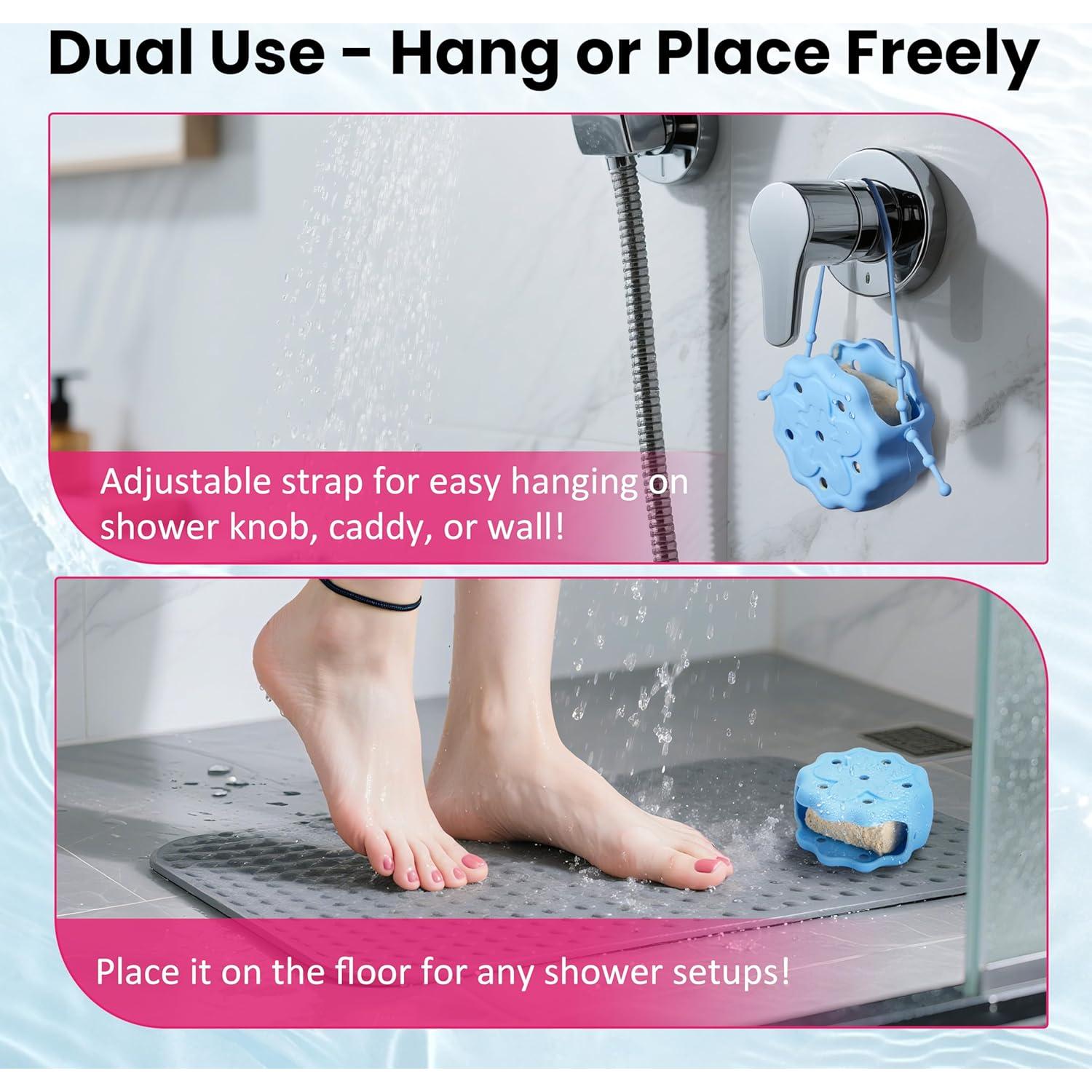 Soporte de Vapor de Ducha LUVCOSY Silicona Azul Redondo