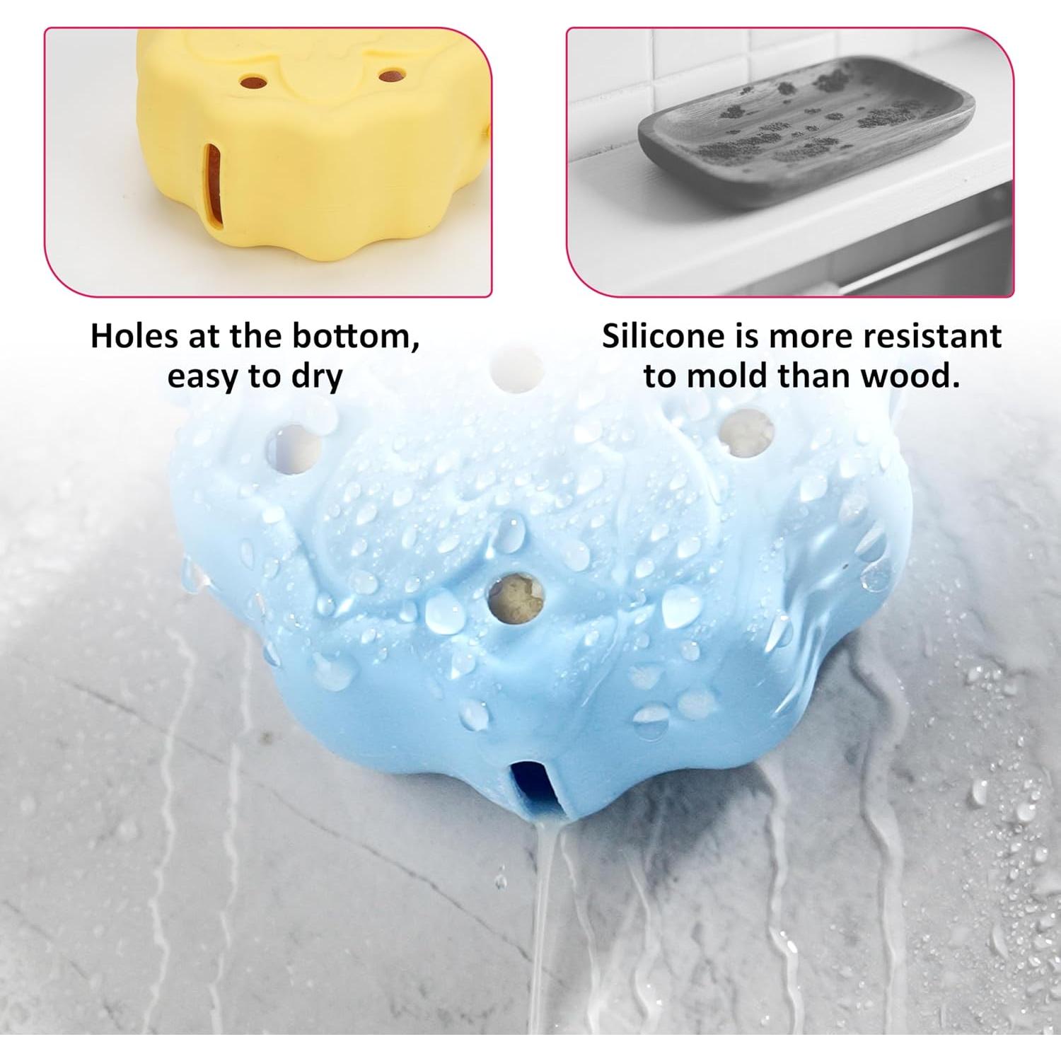 Soporte de Vapor de Ducha LUVCOSY Silicona Azul Redondo