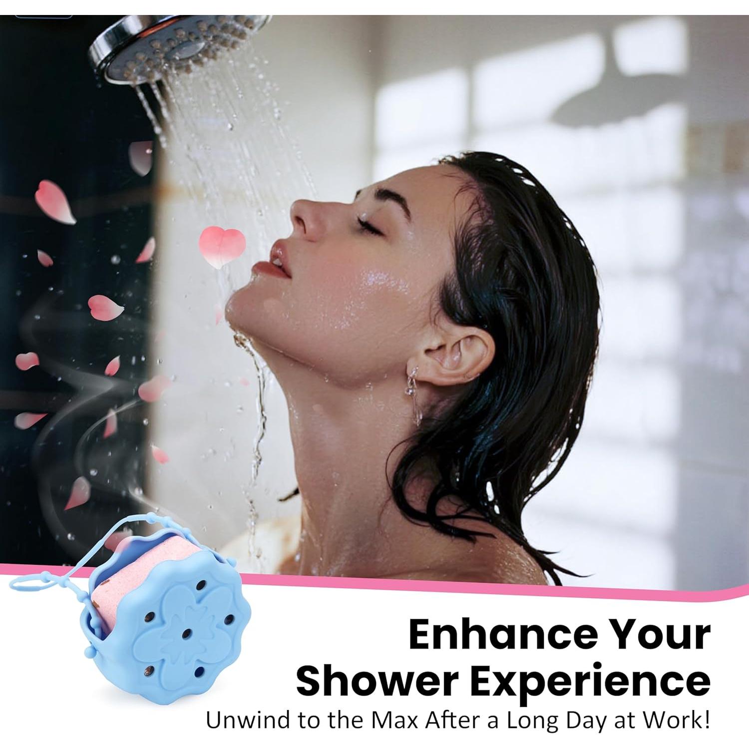 Soporte de Vapor de Ducha LUVCOSY Silicona Azul Redondo