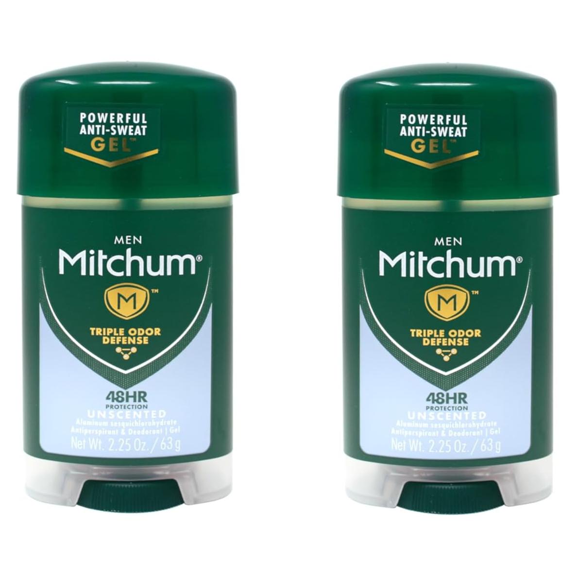 Desodorante Gel Mitchum para Hombres Sin Fragancia 63.5g x2