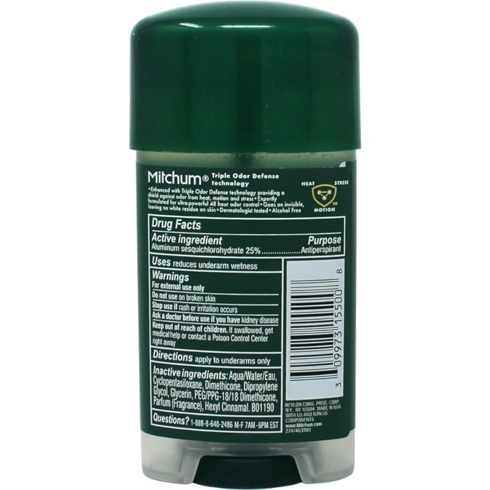 Desodorante Gel Mitchum para Hombres Sin Fragancia 63.5g x2
