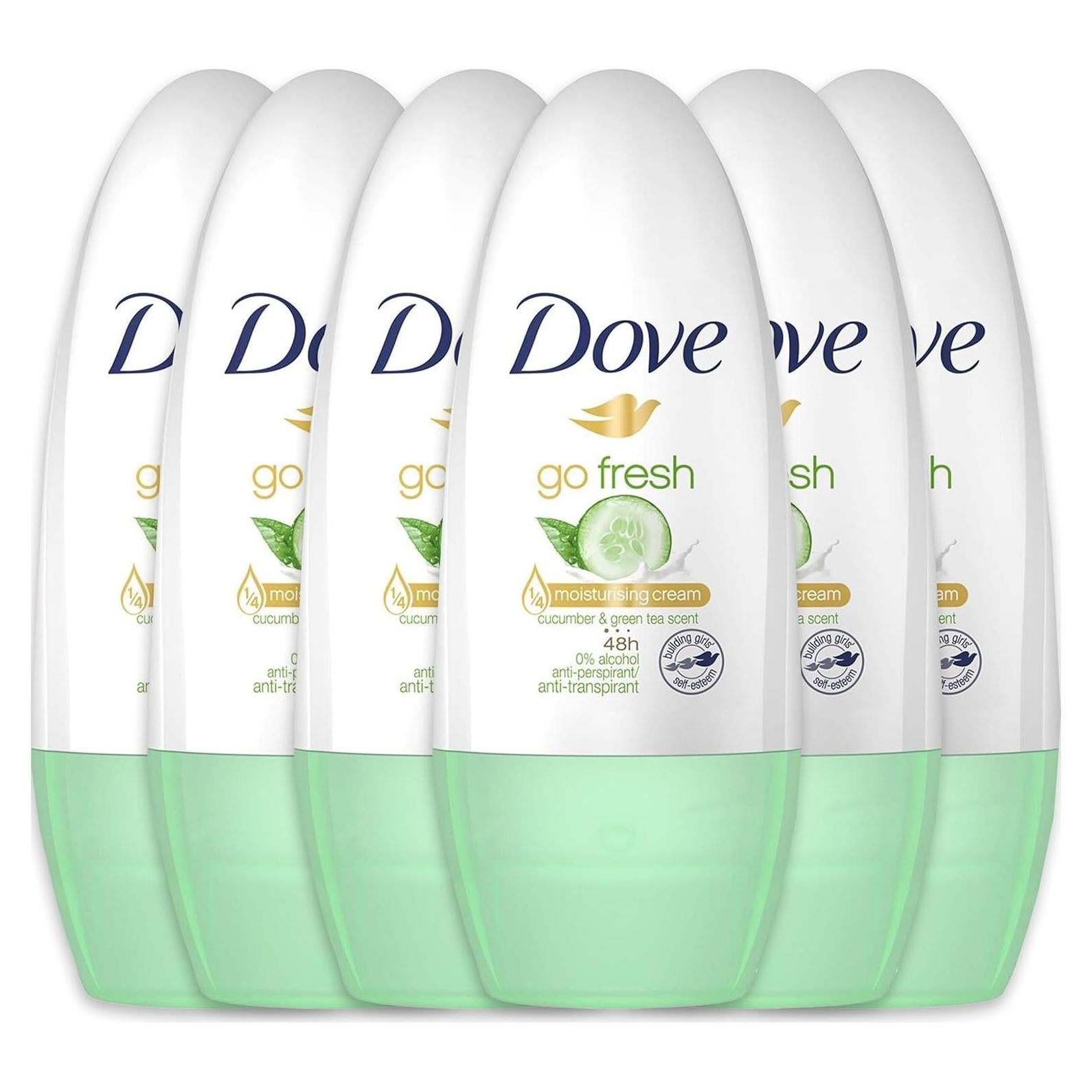 Desodorante Roll-On Dove Go Fresh 6x40g Pepino y Té Verde