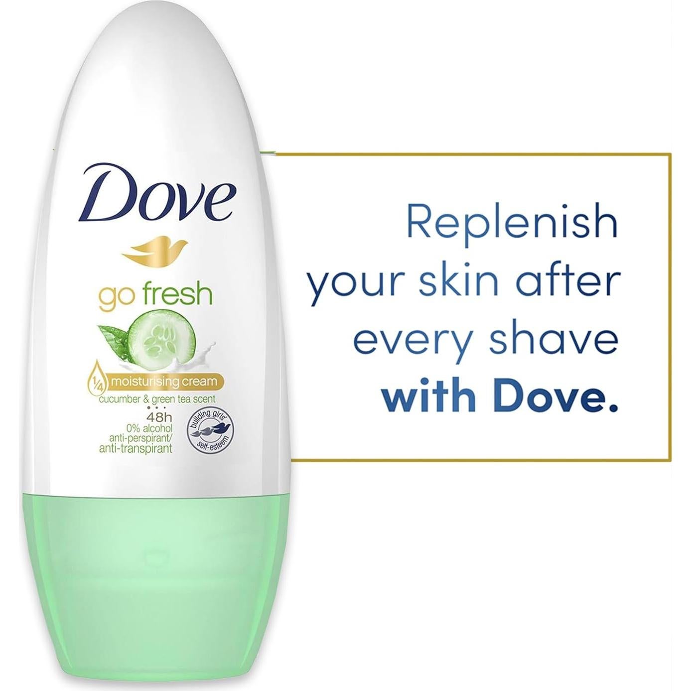 Desodorante Roll-On Dove Go Fresh 6x40g Pepino y Té Verde