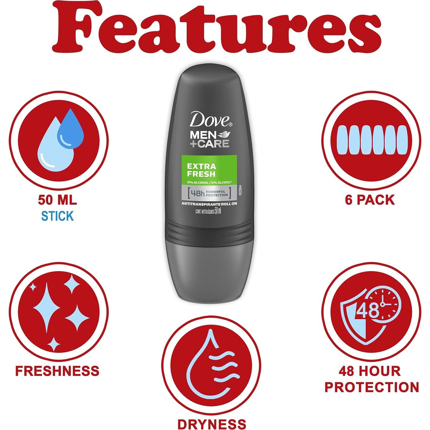 Desodorante Roll-On Dove Men+Care Extra Fresh 6x50ml