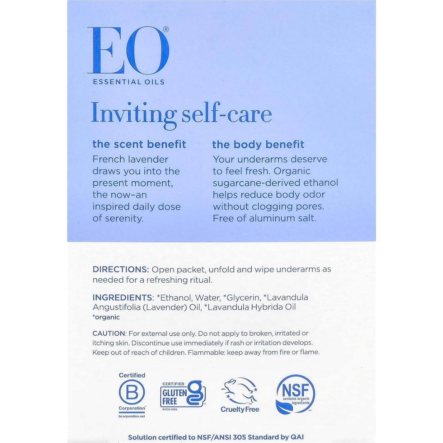 Toallitas Desodorantes Orgánicas EO Lavanda 6 Unidades