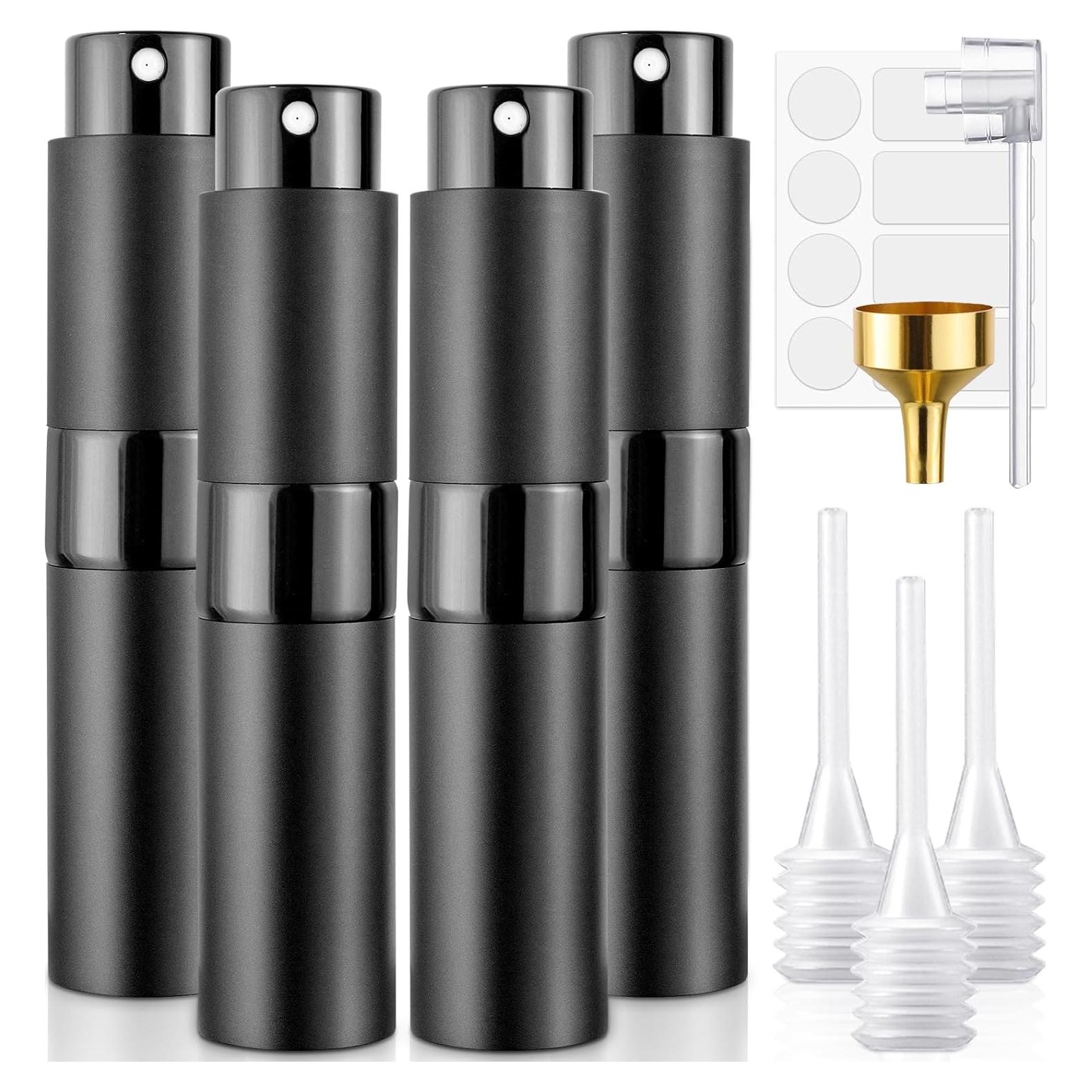 Atomizador de Perfume ZCJROEFA 8ml 4 Pack Negro Mate Recargable