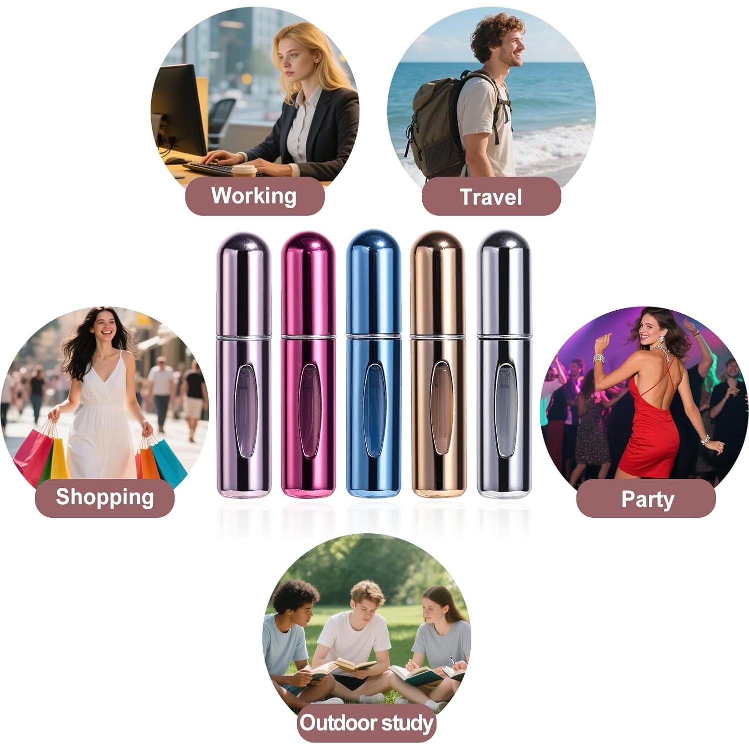 Botella Atomizadora de Perfume JPNK 5ml Recargable 5 Piezas