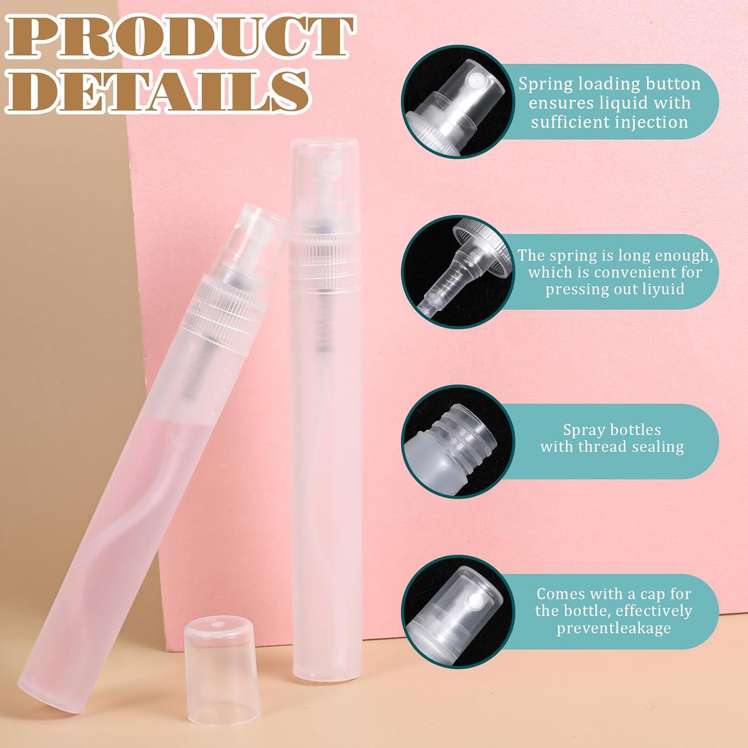 5 Mini Botellas de Spray JIYIN 10ml Recargables Transparentes