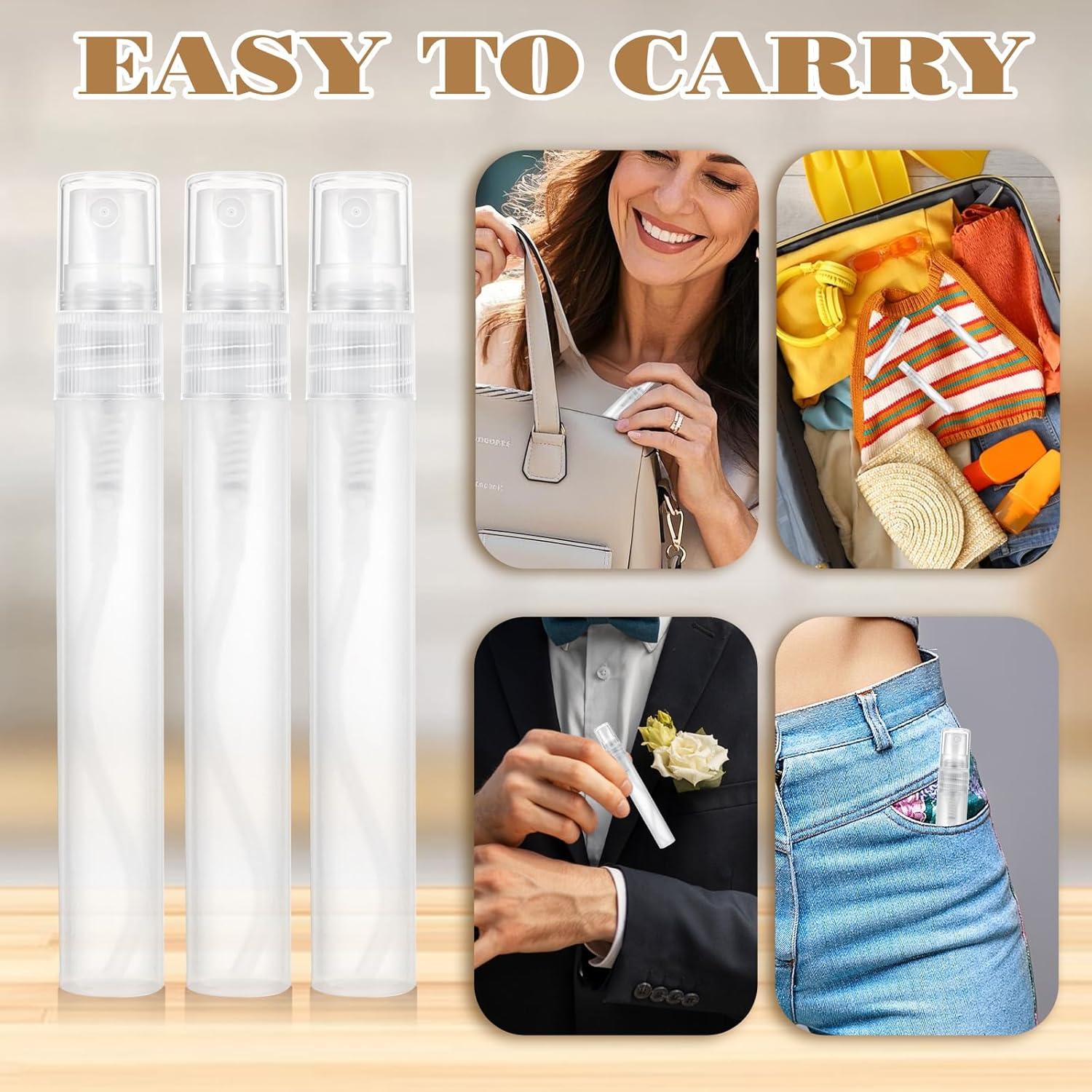 5 Mini Botellas de Spray JIYIN 10ml Recargables Transparentes