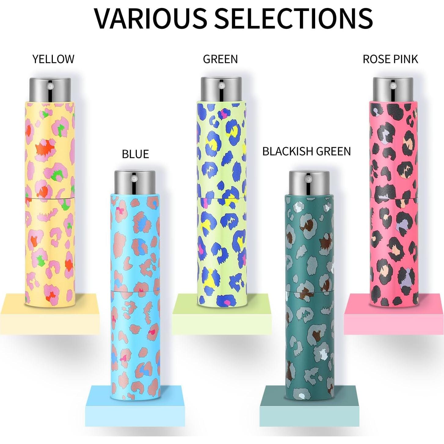 Lil Ray 8ML Refillable Perfume Atomizer Spray Bottle for Travel (5 PCS) Mini Sprayer Dispenser for Perfume Cologne Fragrance (5 Colors)