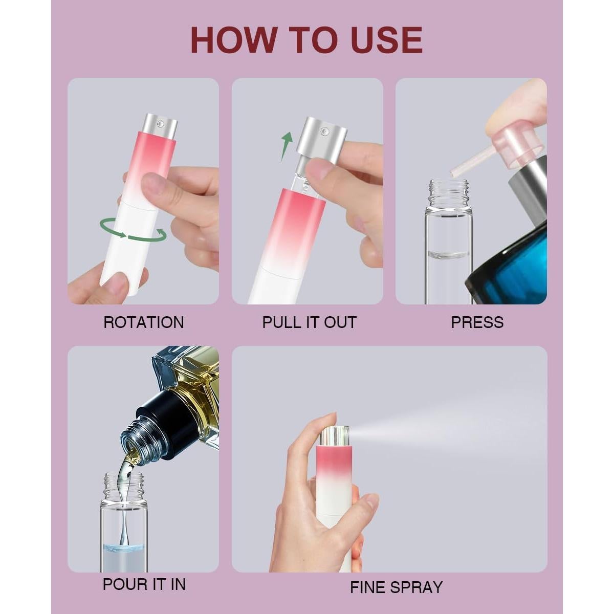 Botella de Perfume Rellenable YOUXIU 8ml Mini Viaje 4 Piezas