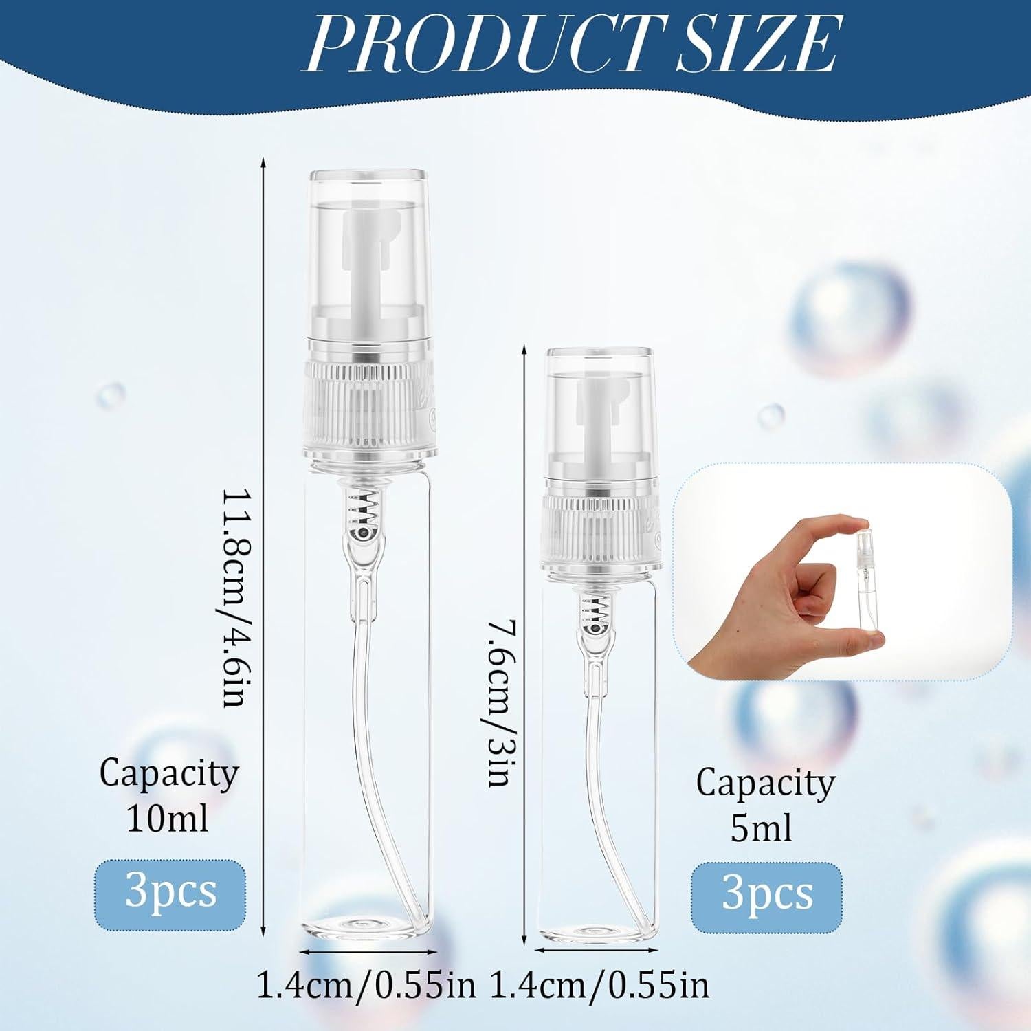 6 Botellas de Spray Rellenables Aysatogc 5ml y 10ml Vidrio