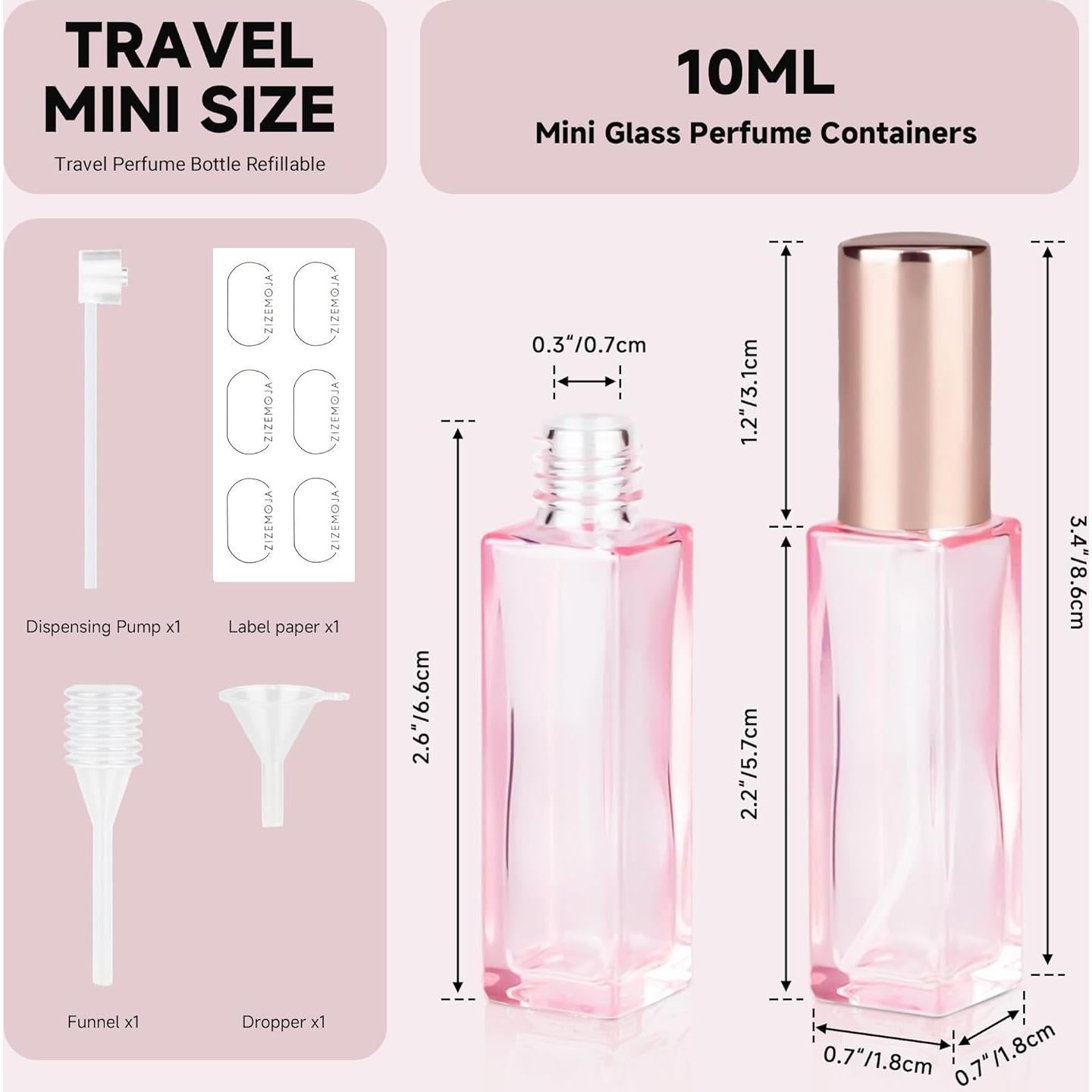 Set de 5 Botellas de Perfume ZIZEMOJA 10ml Rosa Claro
