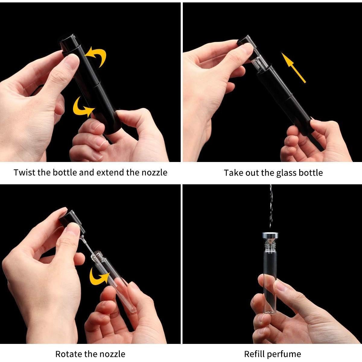 Atomizador de Perfume Recargable Aufew 10ml Negro a Prueba de Fugas