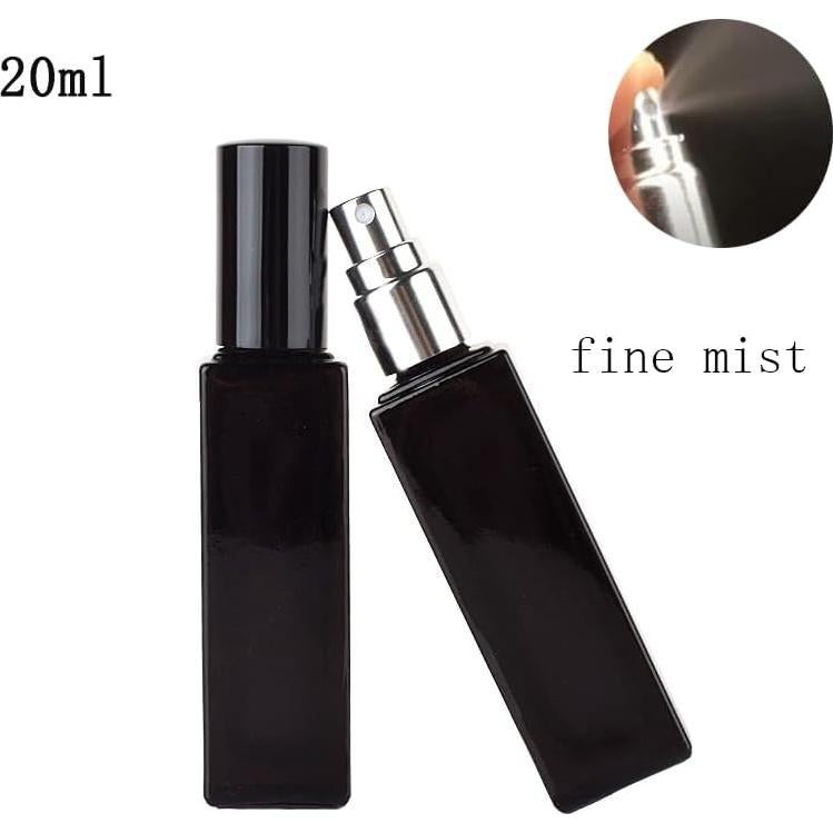 2 Botellas de Perfume Rellenables 20ml Vidrio YORROR Negro
