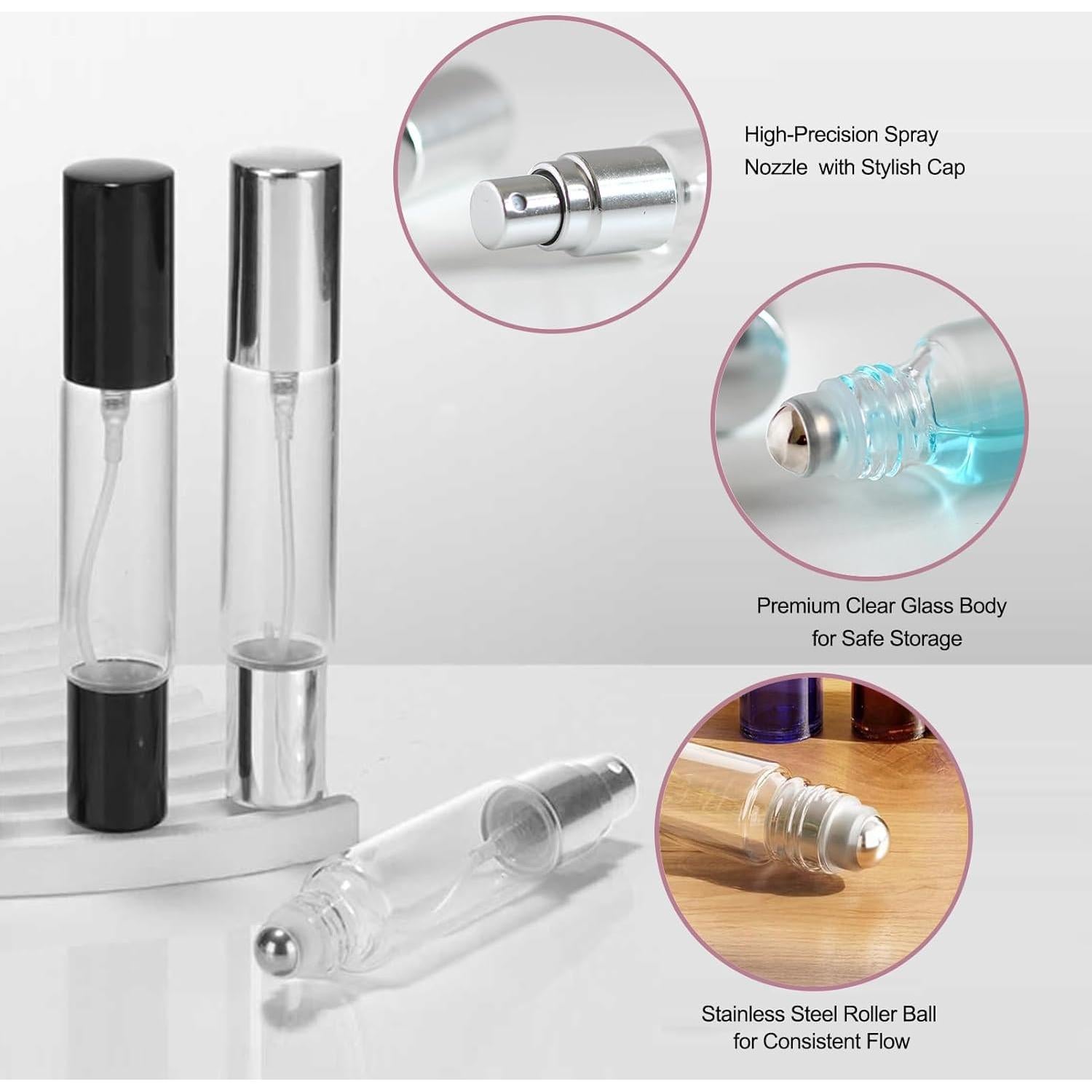 Botellas de Perfume de Viaje YOCASII 10ml Doble Cabezal