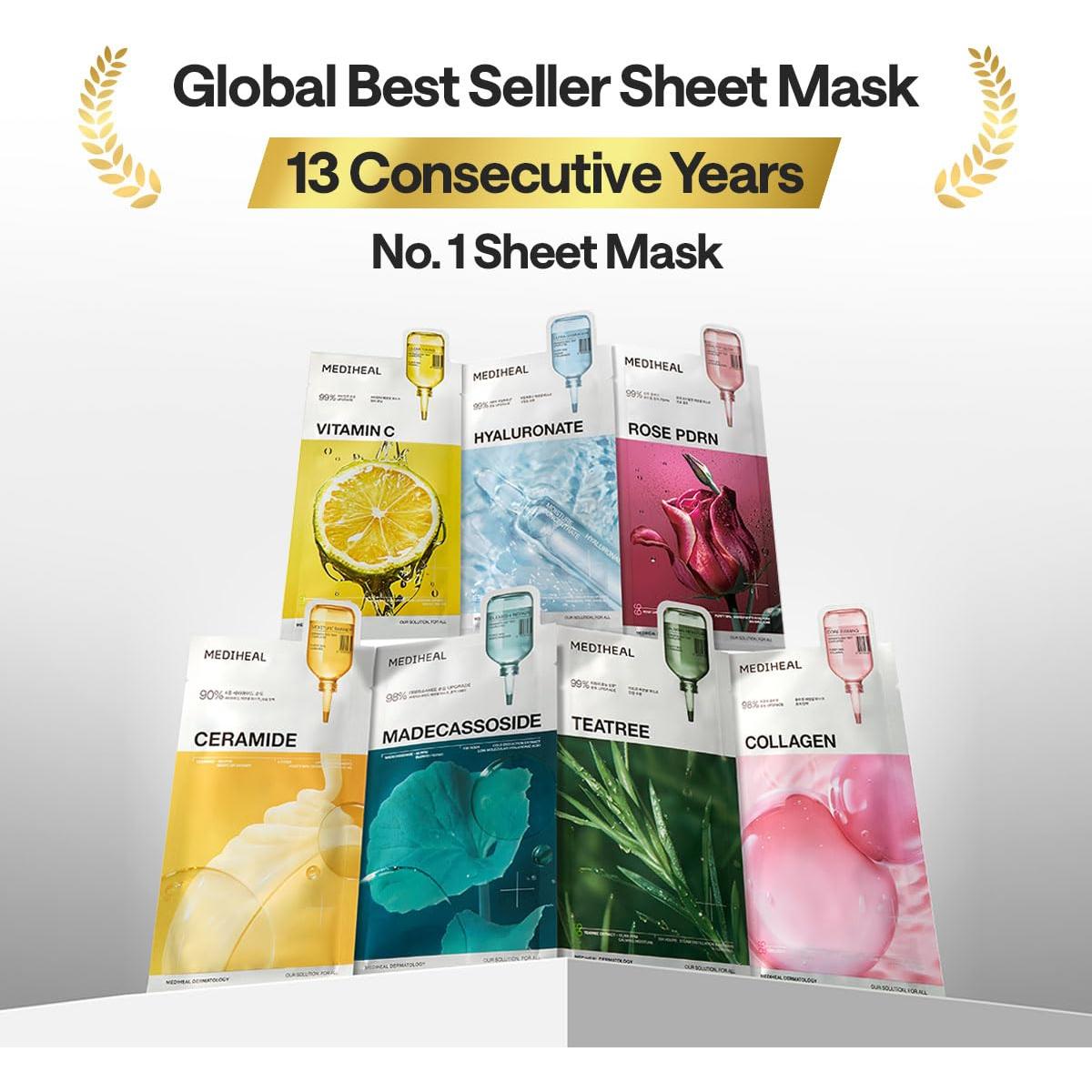 Mediheal Mascarilla de Hoja Esencial PDRN Rosa 4 Pcs