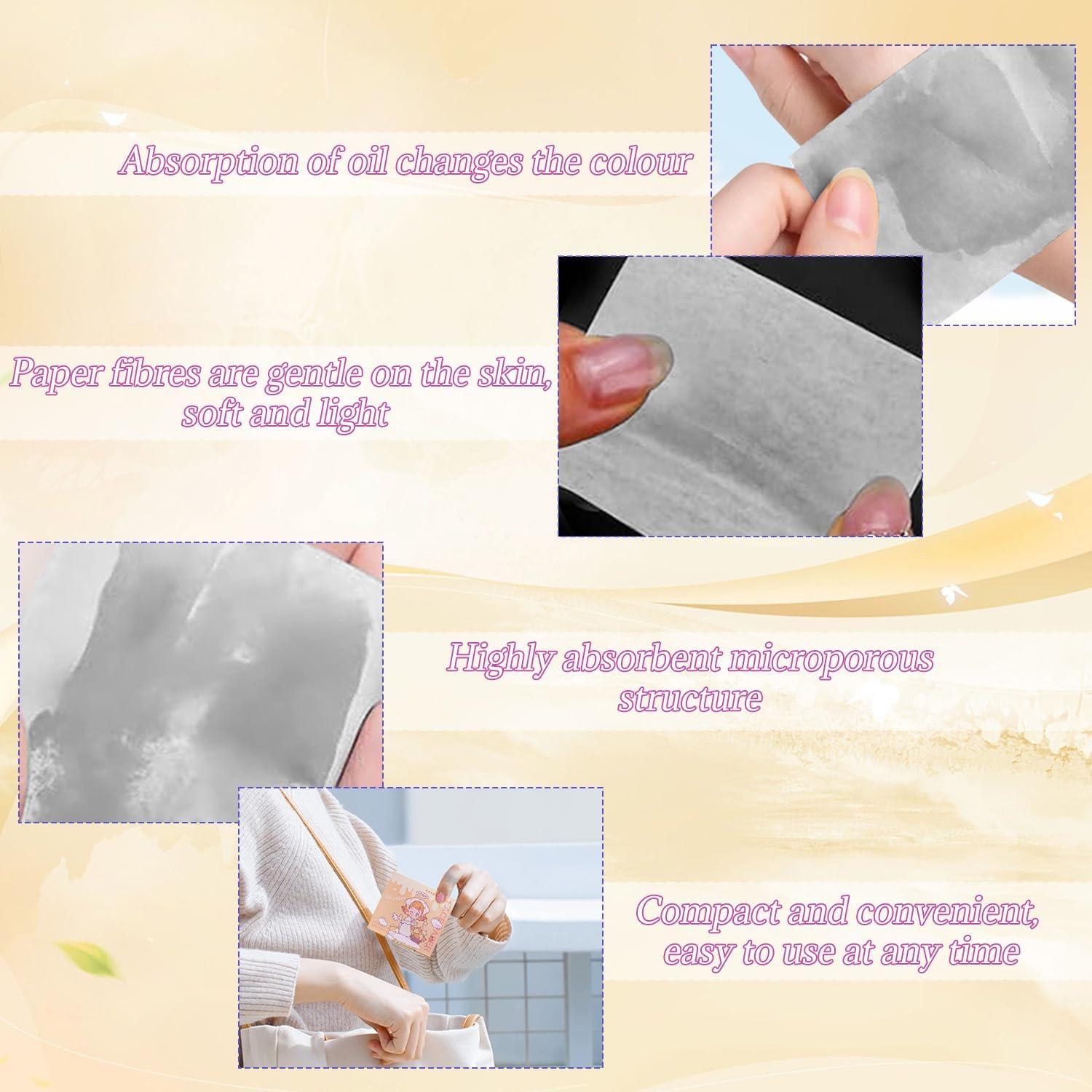 BOROLA Papel Absorbente de Aceite 100 Hojas con Espejo y Puff