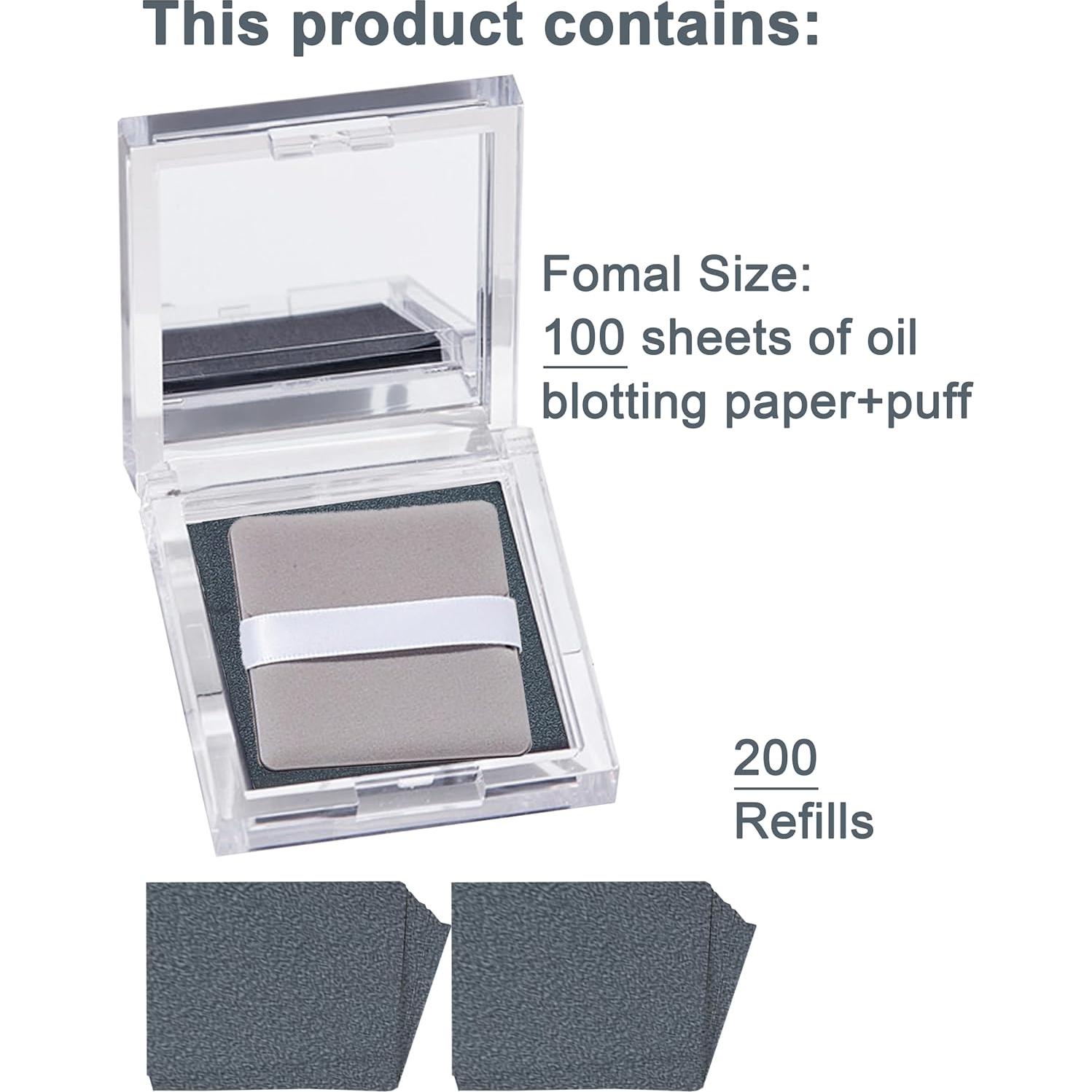 Papel Absorbente de Aceite Okerker - 300 Hojas con Puff y Espejo