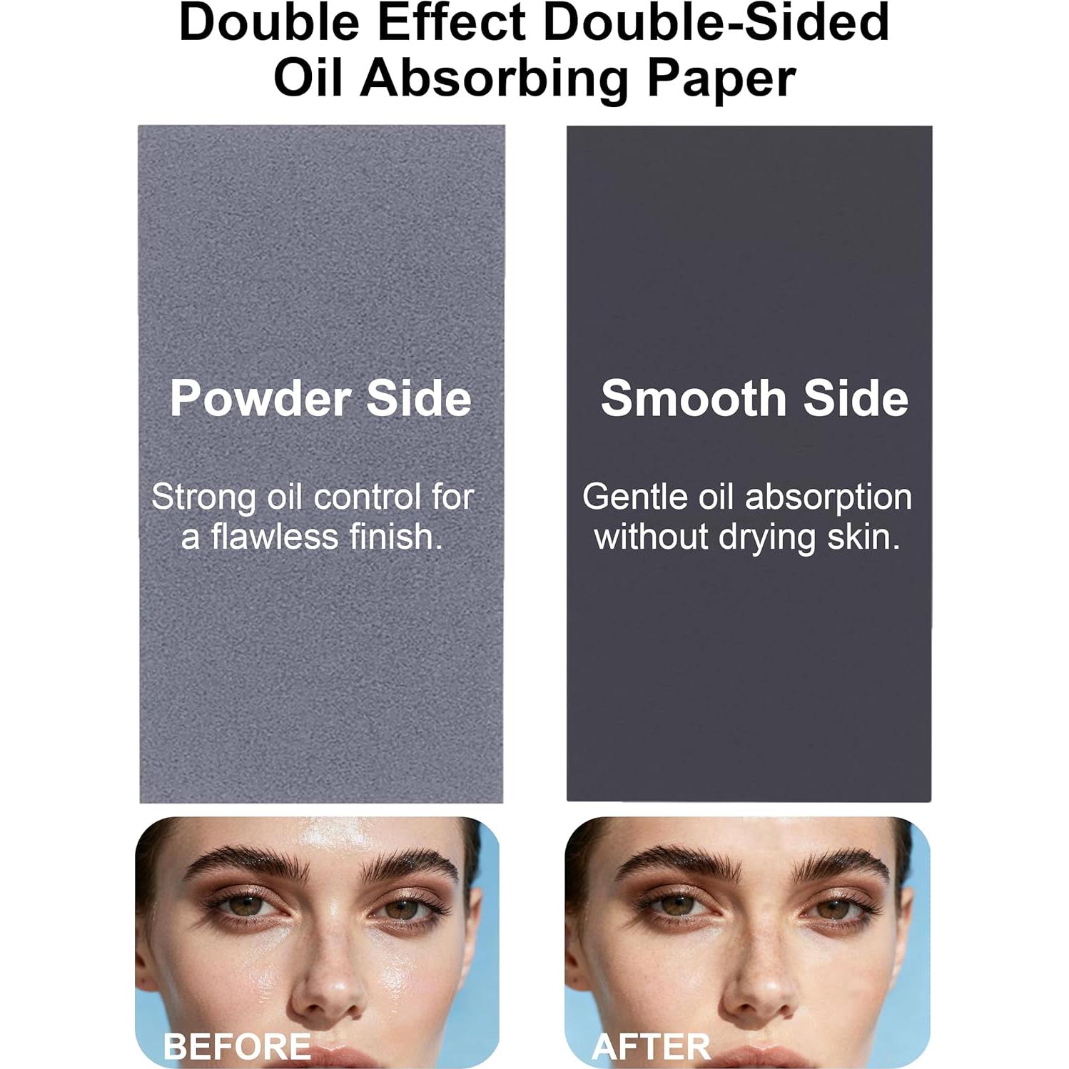 Papel Absorbente de Aceite Okerker - 300 Hojas con Puff y Espejo