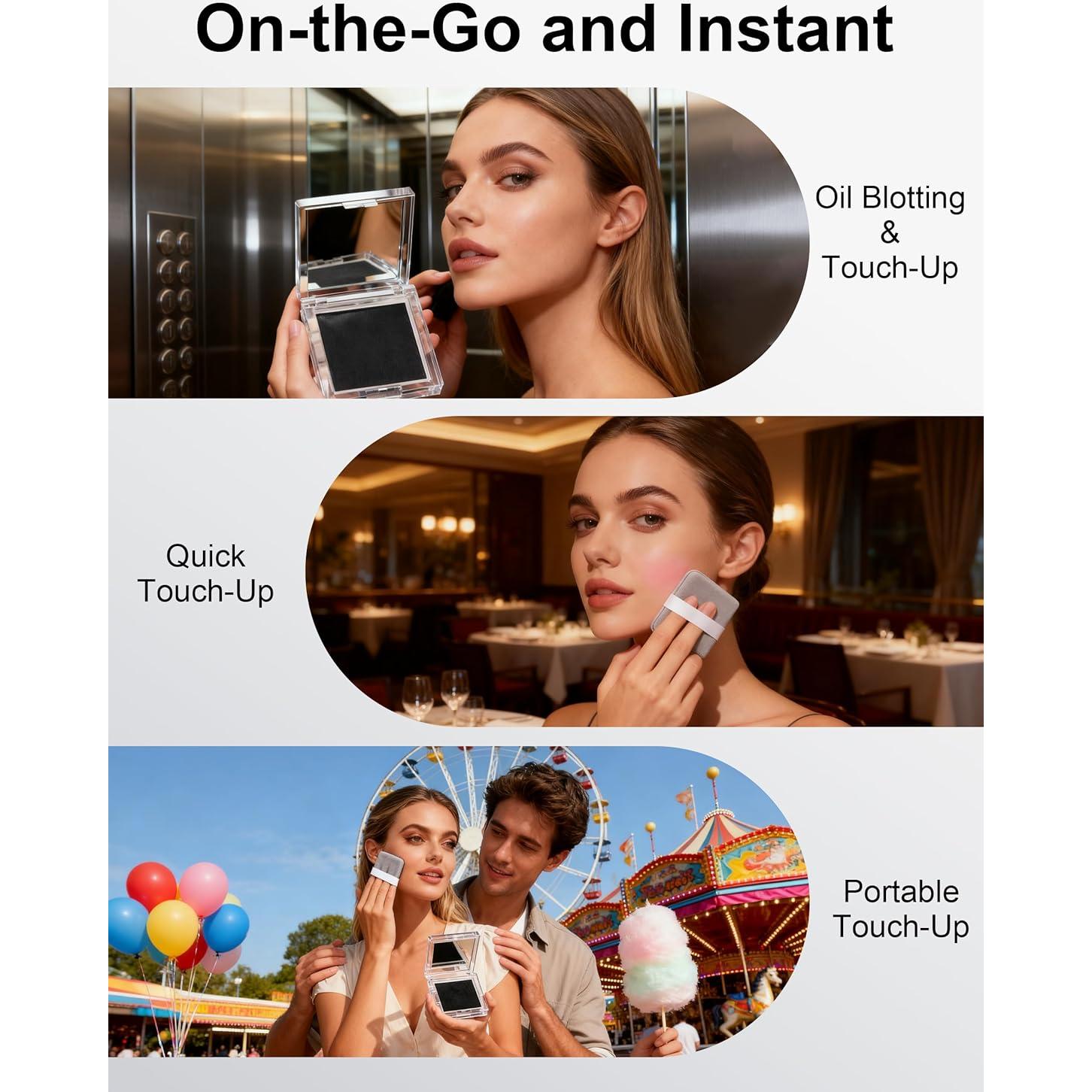 Papel Absorbente de Aceite Okerker - 300 Hojas con Puff y Espejo