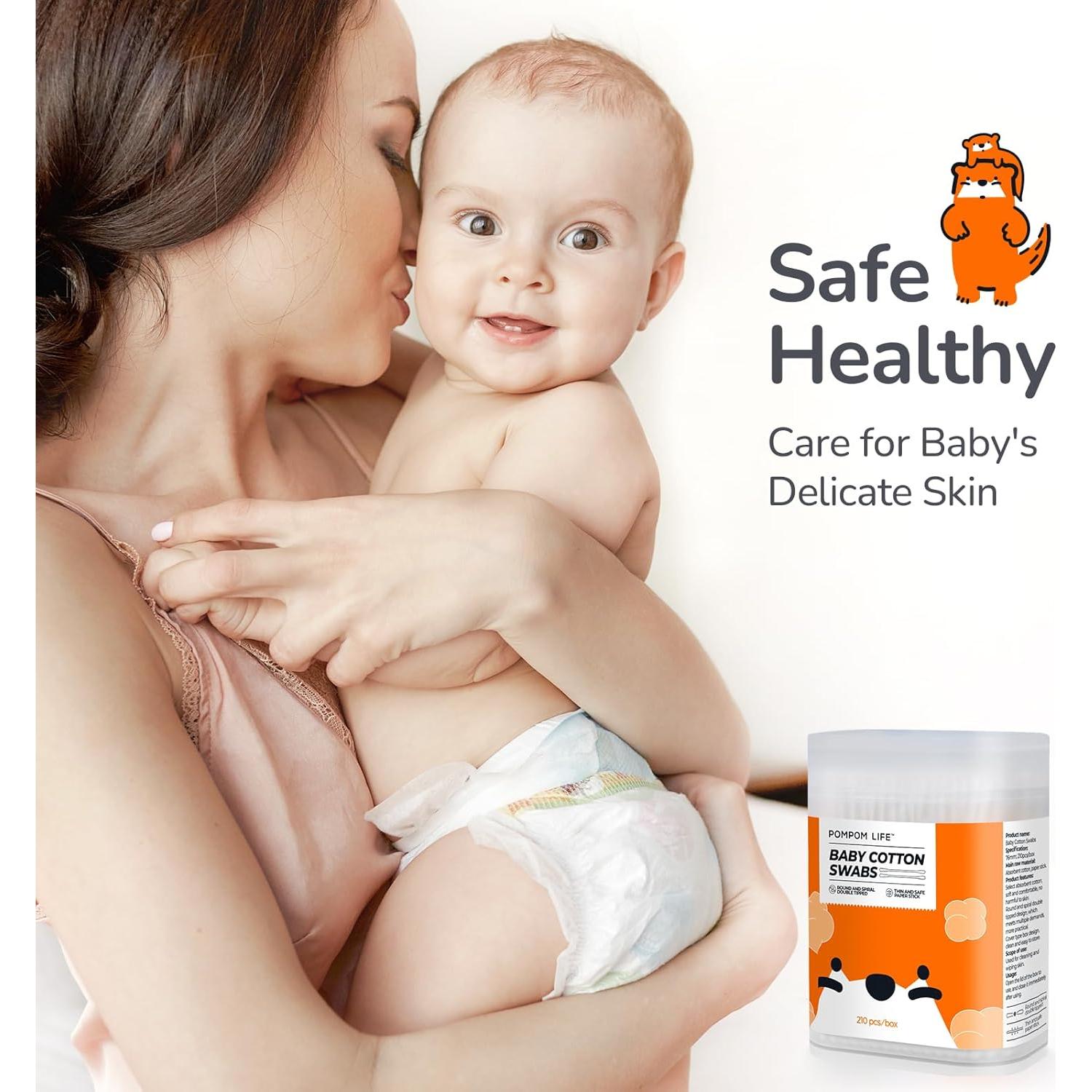 Hisopos de Algodón POMPOM LIFE 210 Unidades Ecológicos