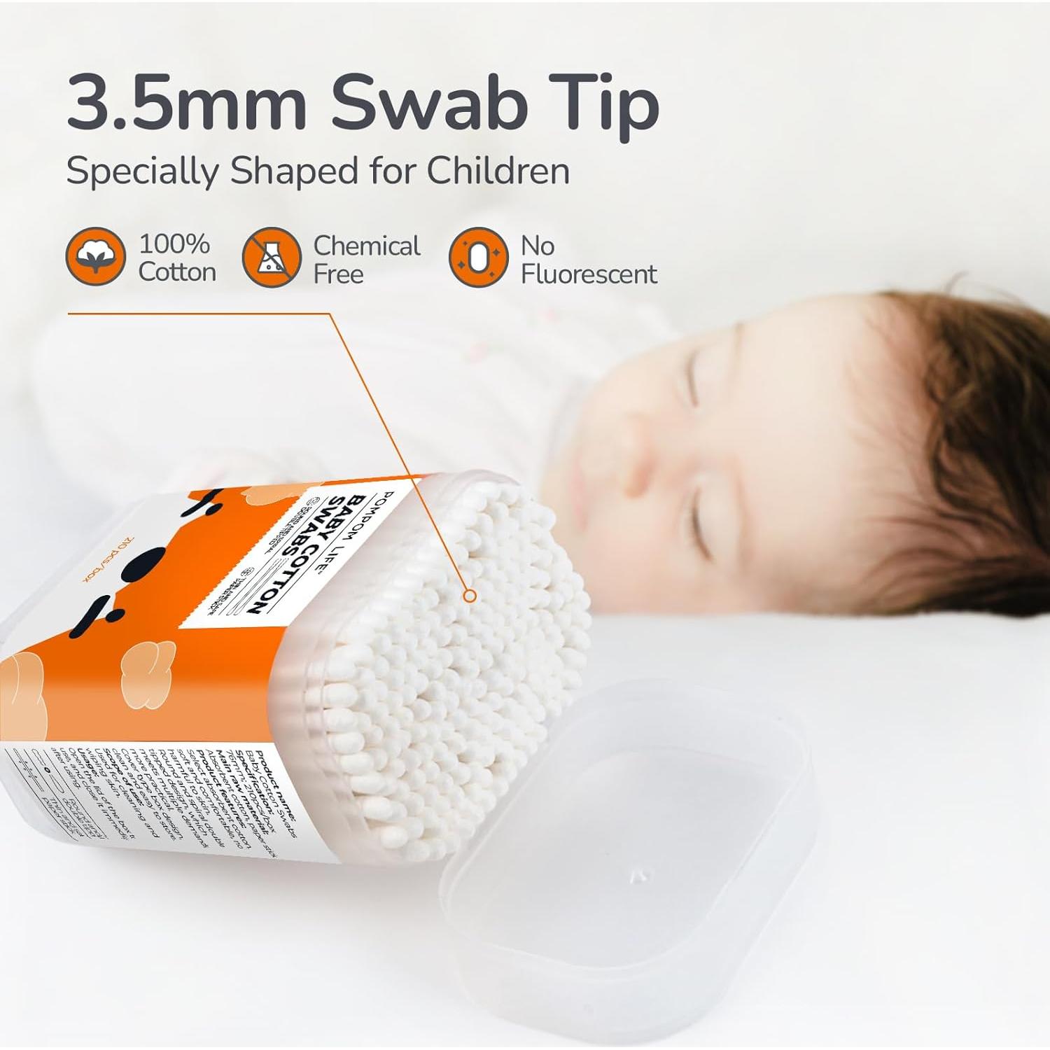 Hisopos de Algodón POMPOM LIFE 210 Unidades Ecológicos