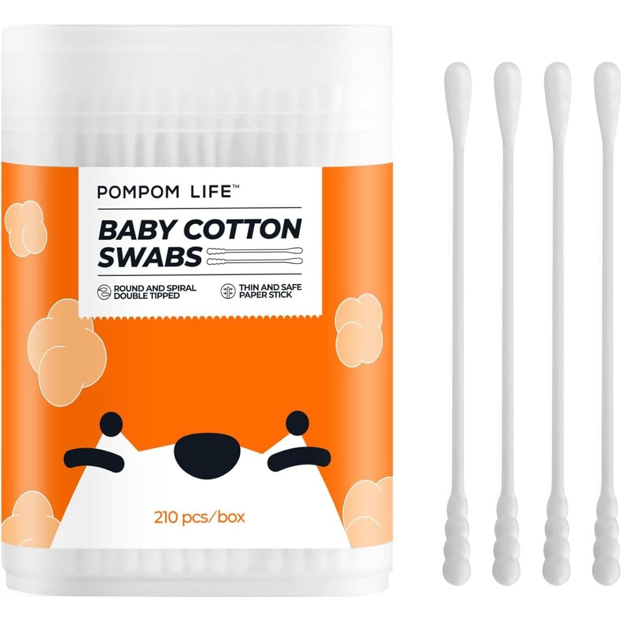 Hisopos de Algodón POMPOM LIFE 210 Unidades Ecológicos