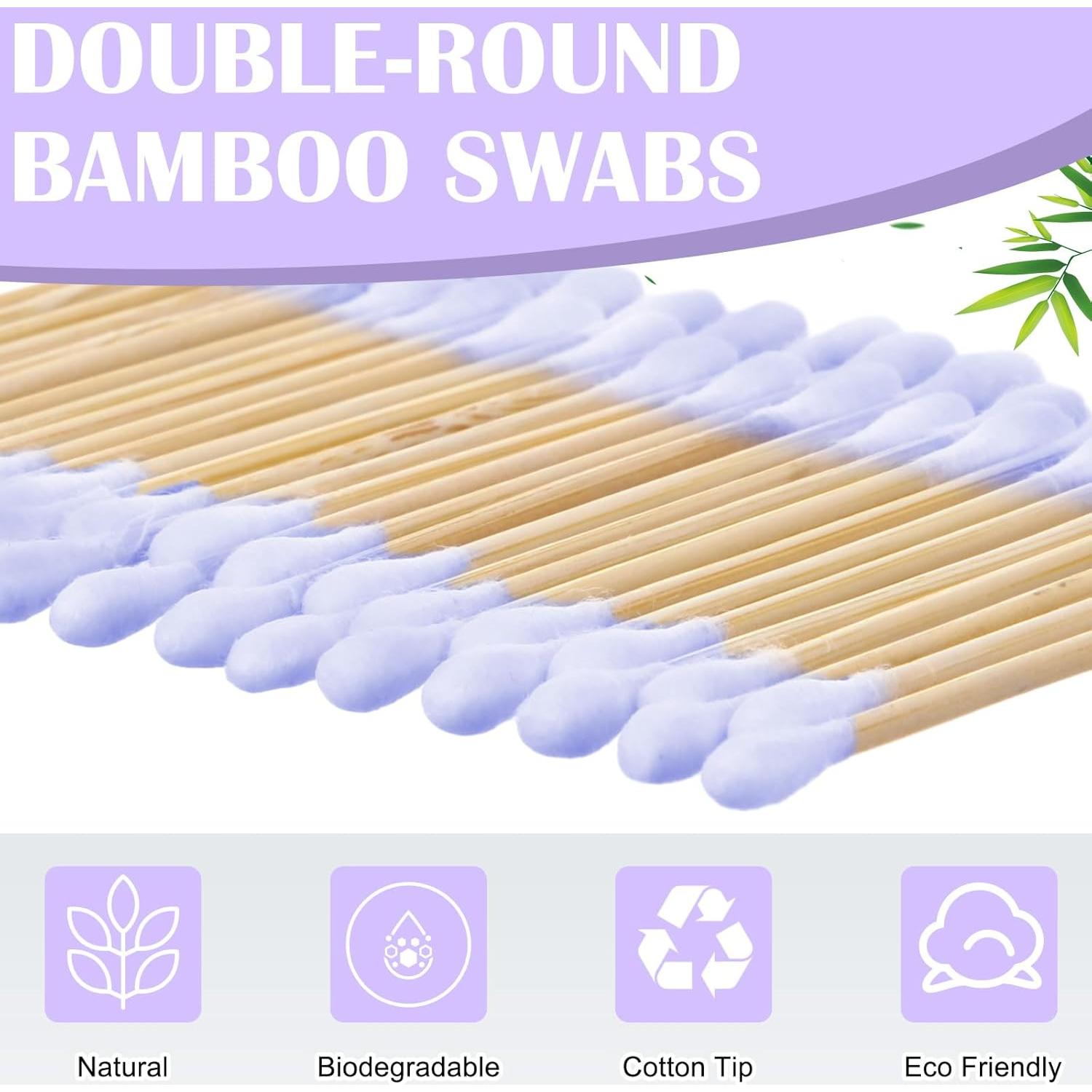 5000 Bastones de Algodón Orgánico Heigble 7 cm Púrpura Doble Punta