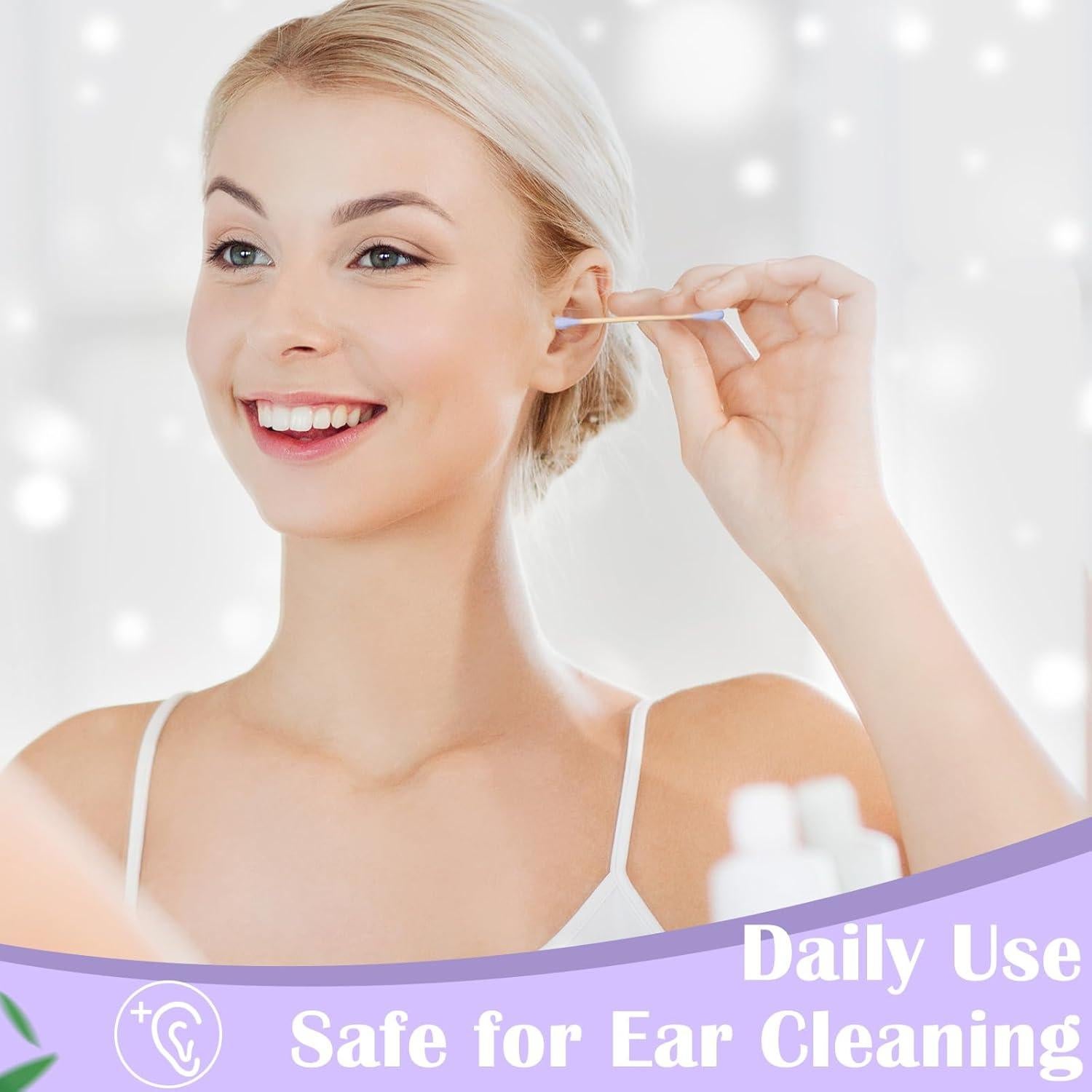 5000 Bastones de Algodón Orgánico Heigble 7 cm Púrpura Doble Punta