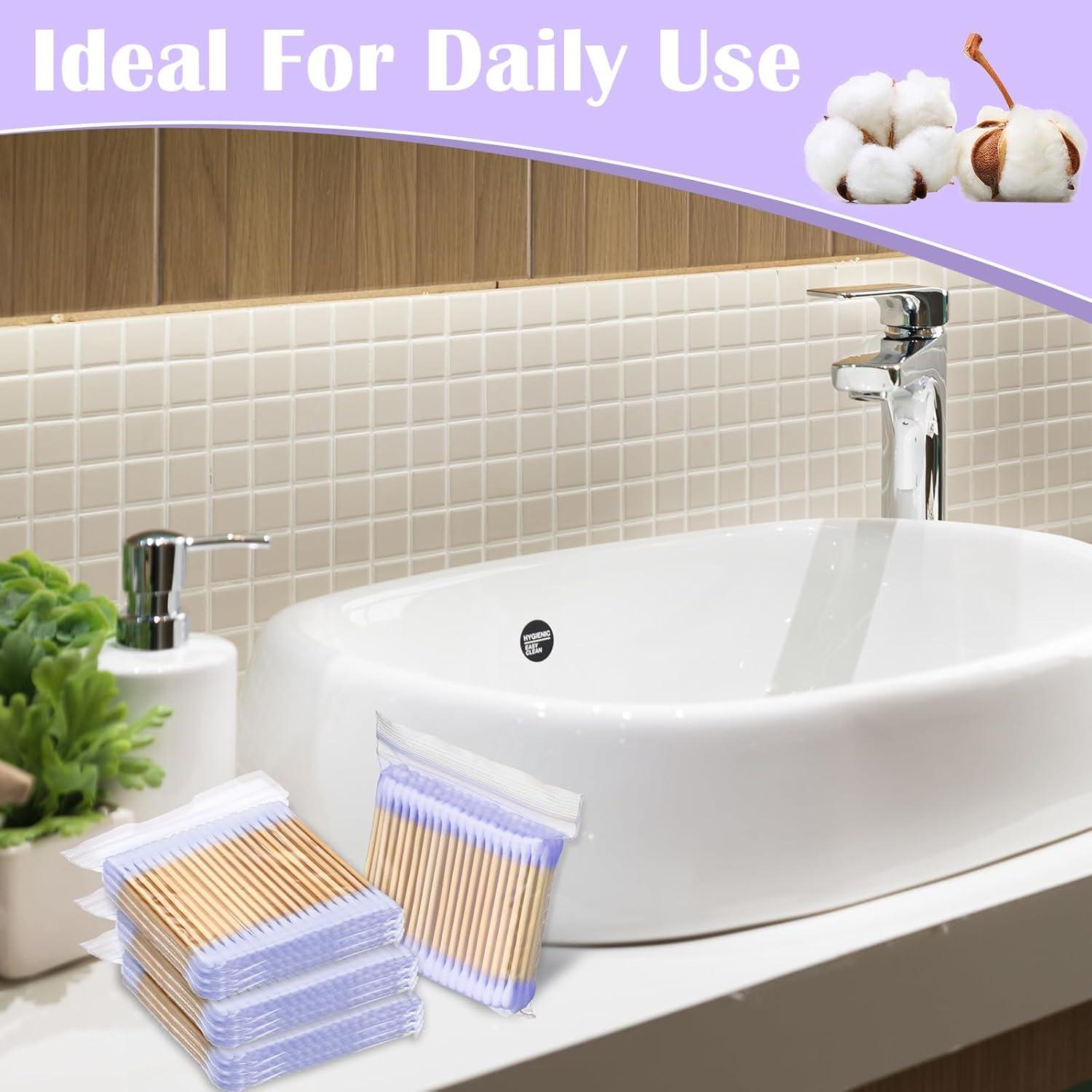 5000 Bastones de Algodón Orgánico Heigble 7 cm Púrpura Doble Punta