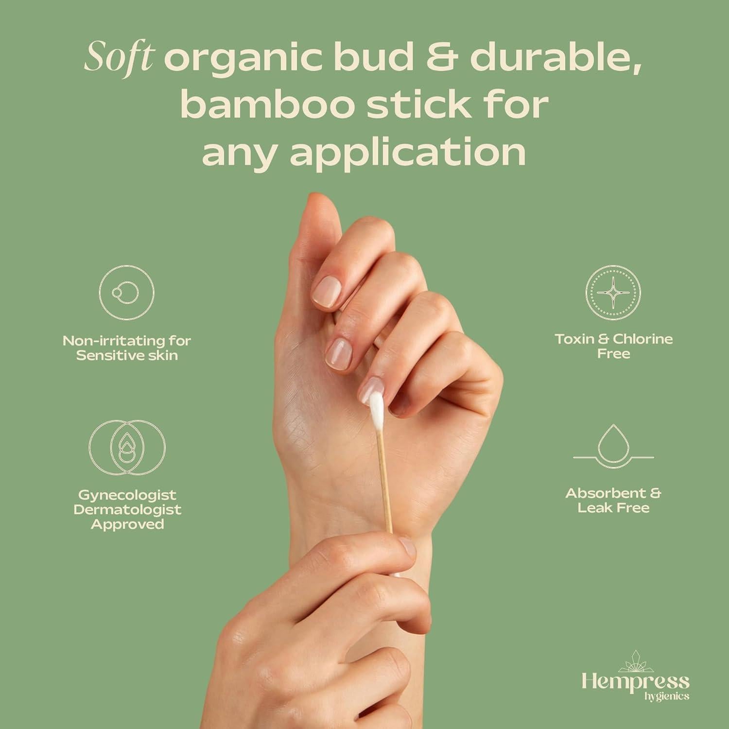 Hisopos de Algodón Orgánico Hempress - 200 Unidades Suaves