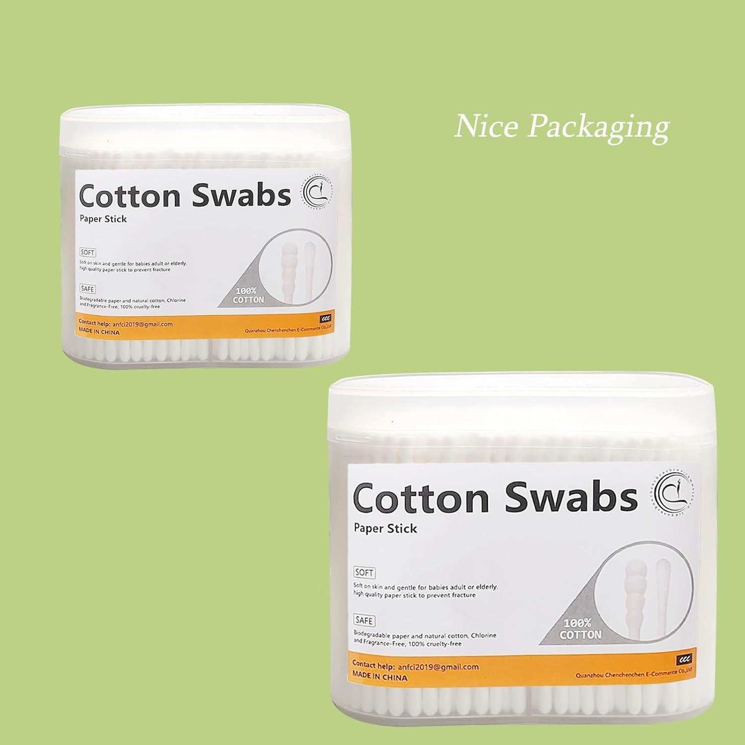 1000 Bastones de Algodón Espiral/Redondo con Mango de Papel