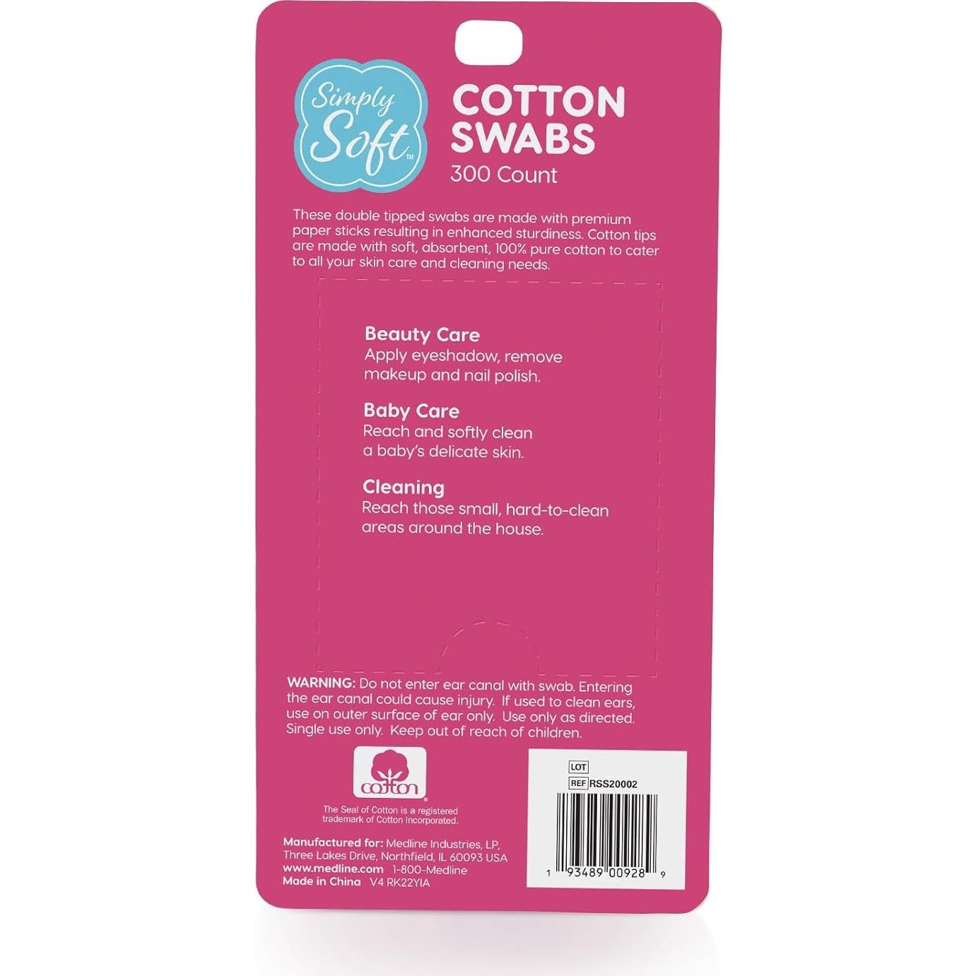 Hisopos de Algodón Simply Soft Doble Punta 300 Unidades