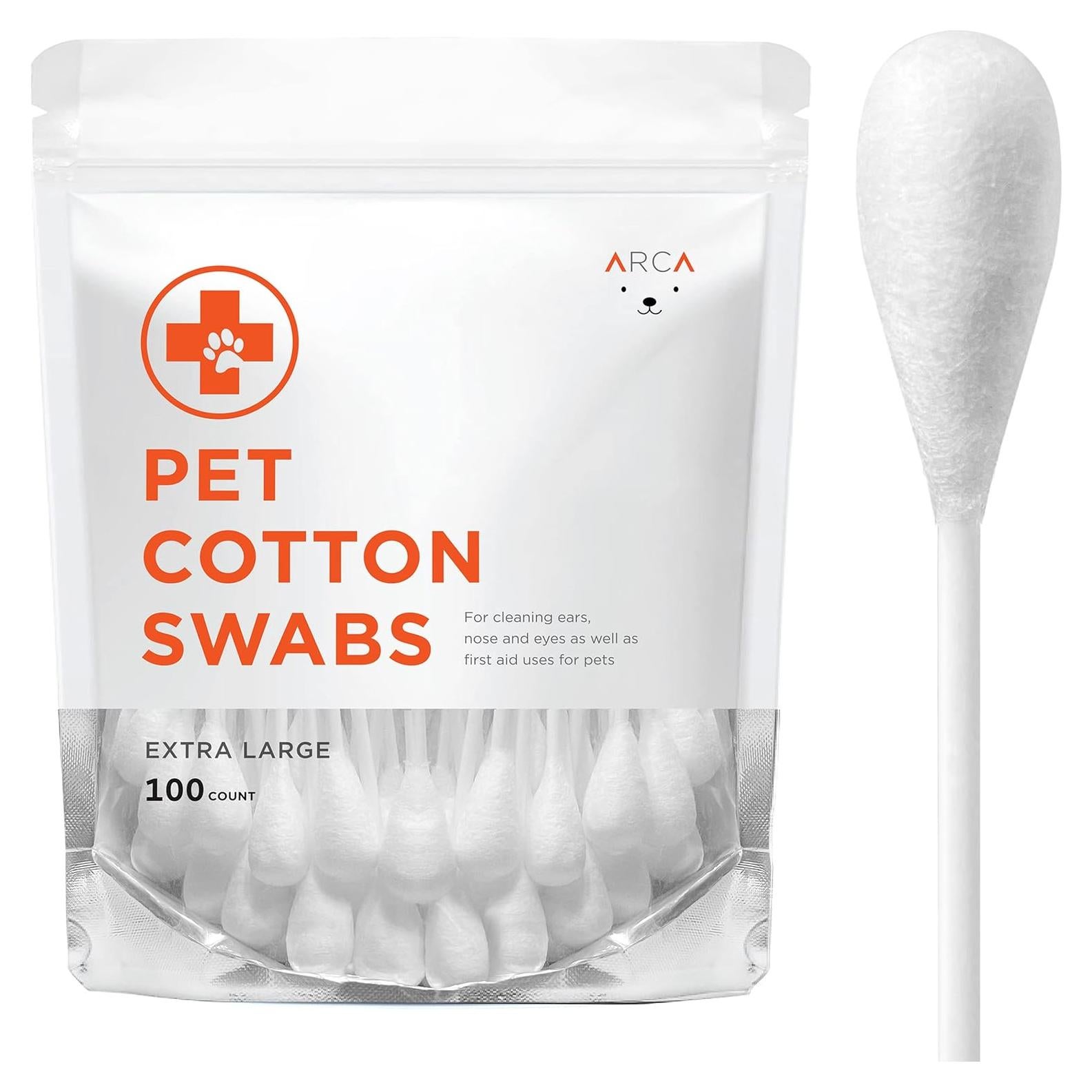 Hisopos de Algodón Extra Grande para Perros y Gatos - 100 Unidades