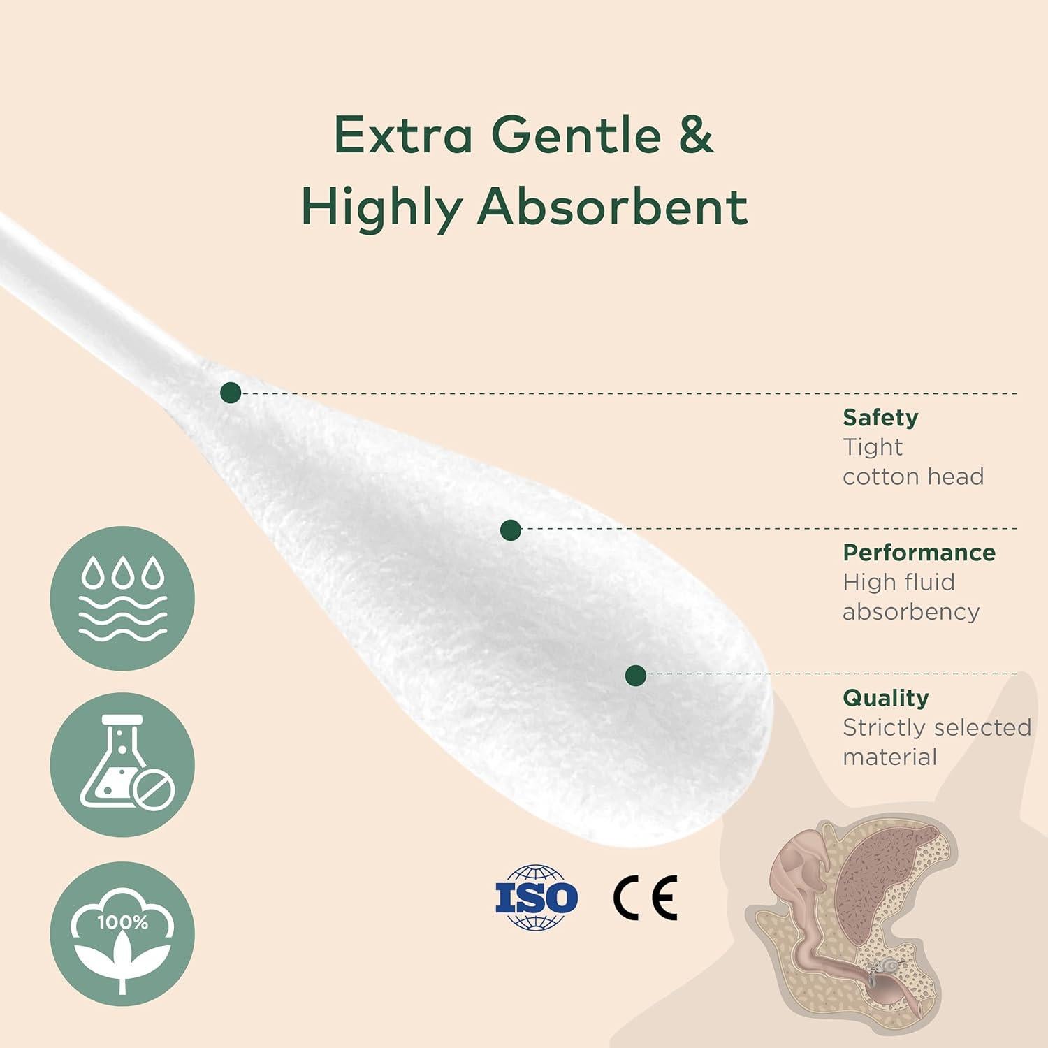 Hisopos de Algodón Extra Grande para Perros y Gatos - 100 Unidades