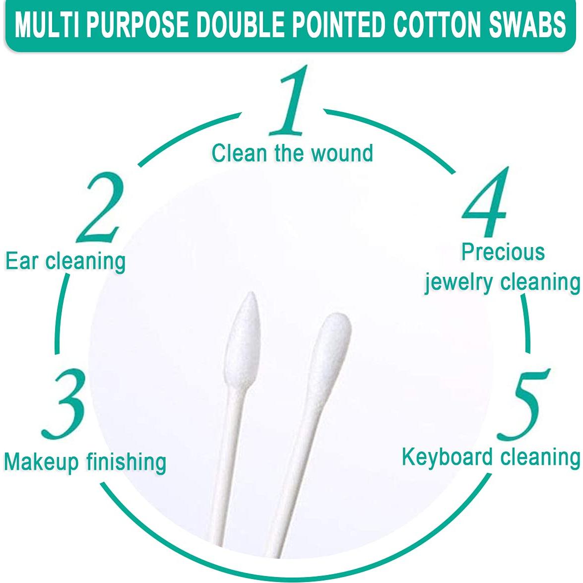 200 Hisopos de Algodón Doble Punta HQSLsund - Envuelto Individualmente